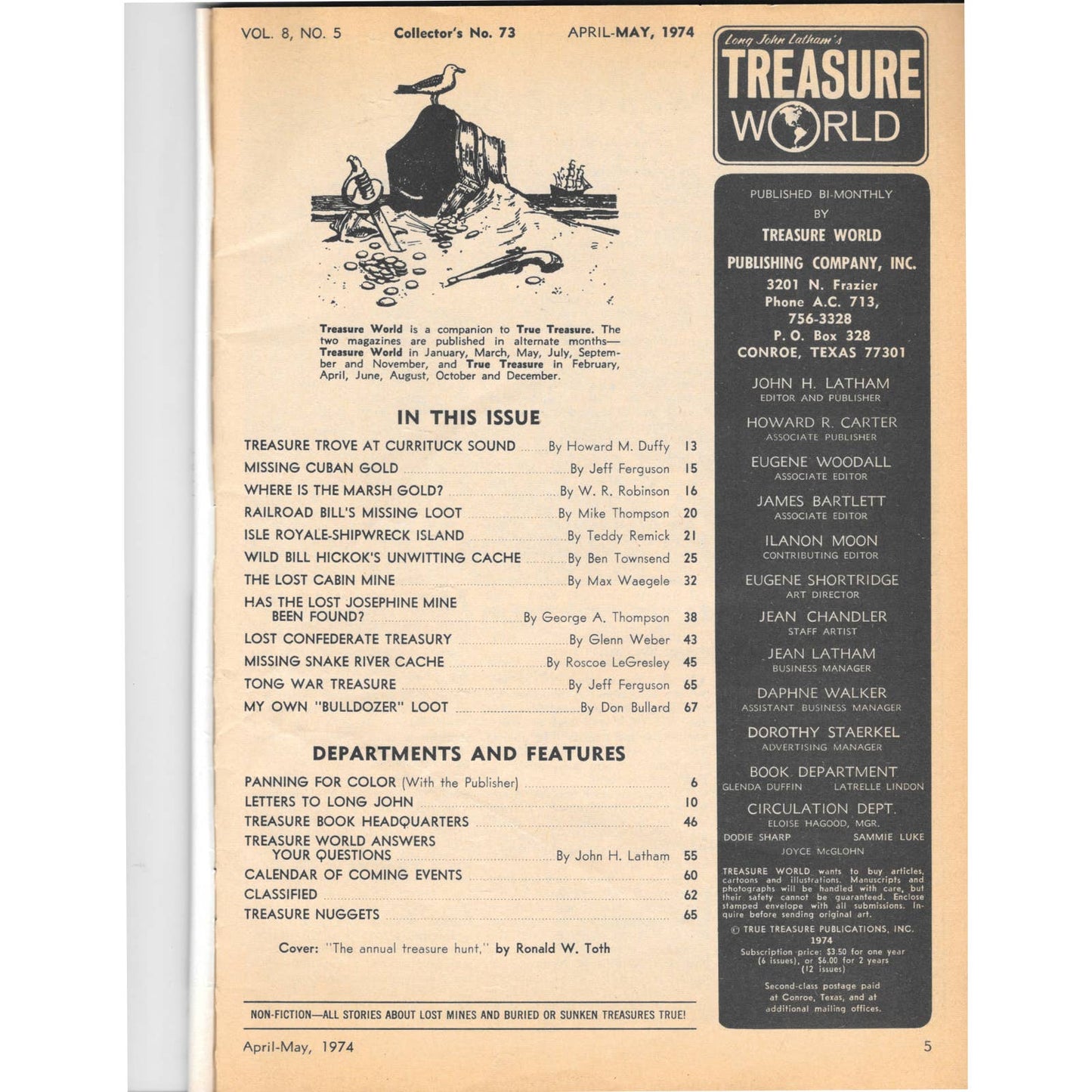 Long John Latham's Treasure World Magazine Mining Metal Detecting May 1974 M5