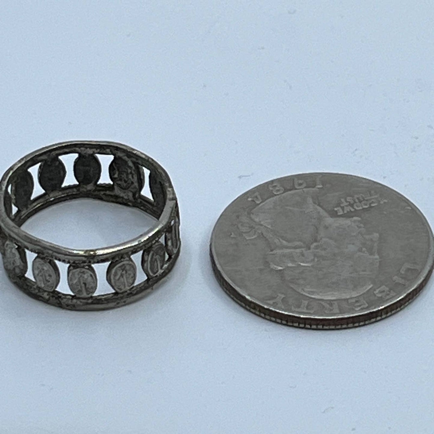 Antique Vintage Miraculous Medallion RING O Mary Conceived Without Sin SD6