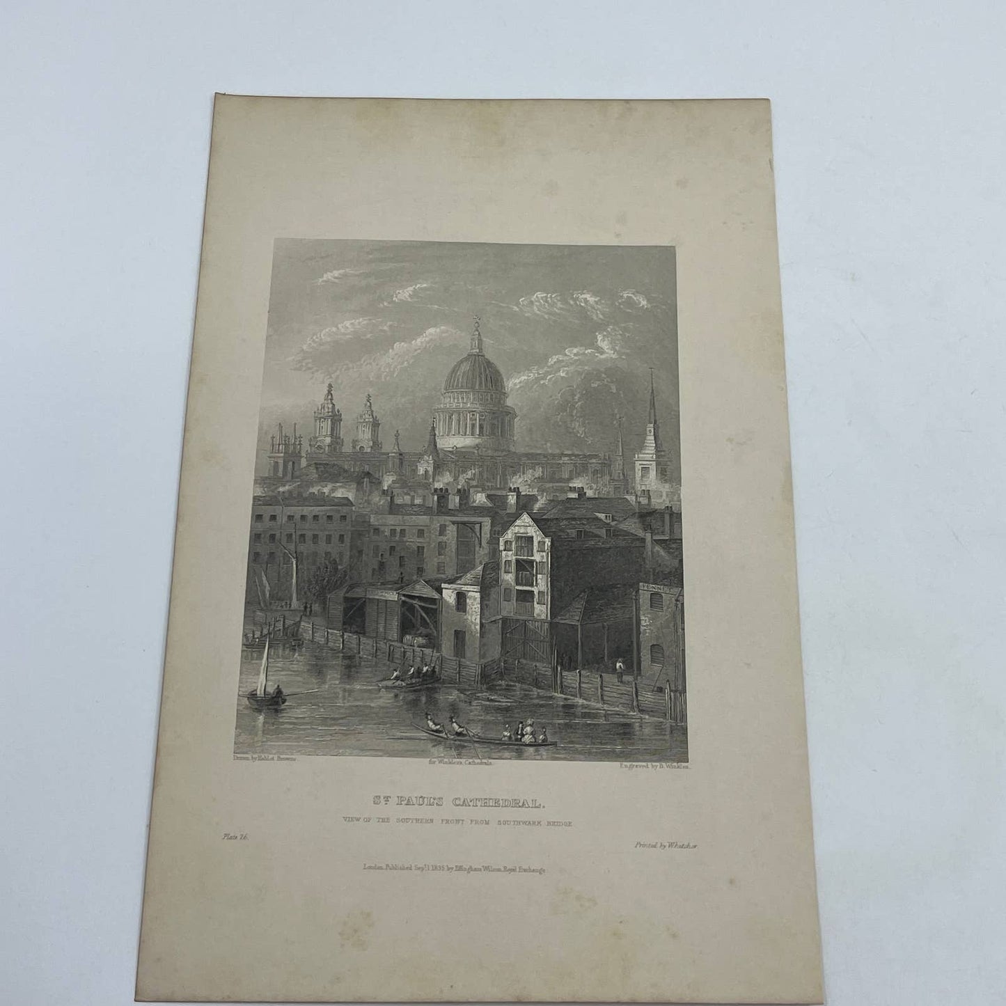 1836 Original Art Engraving St. Paul's Cathedral View of the Chapter House AC6