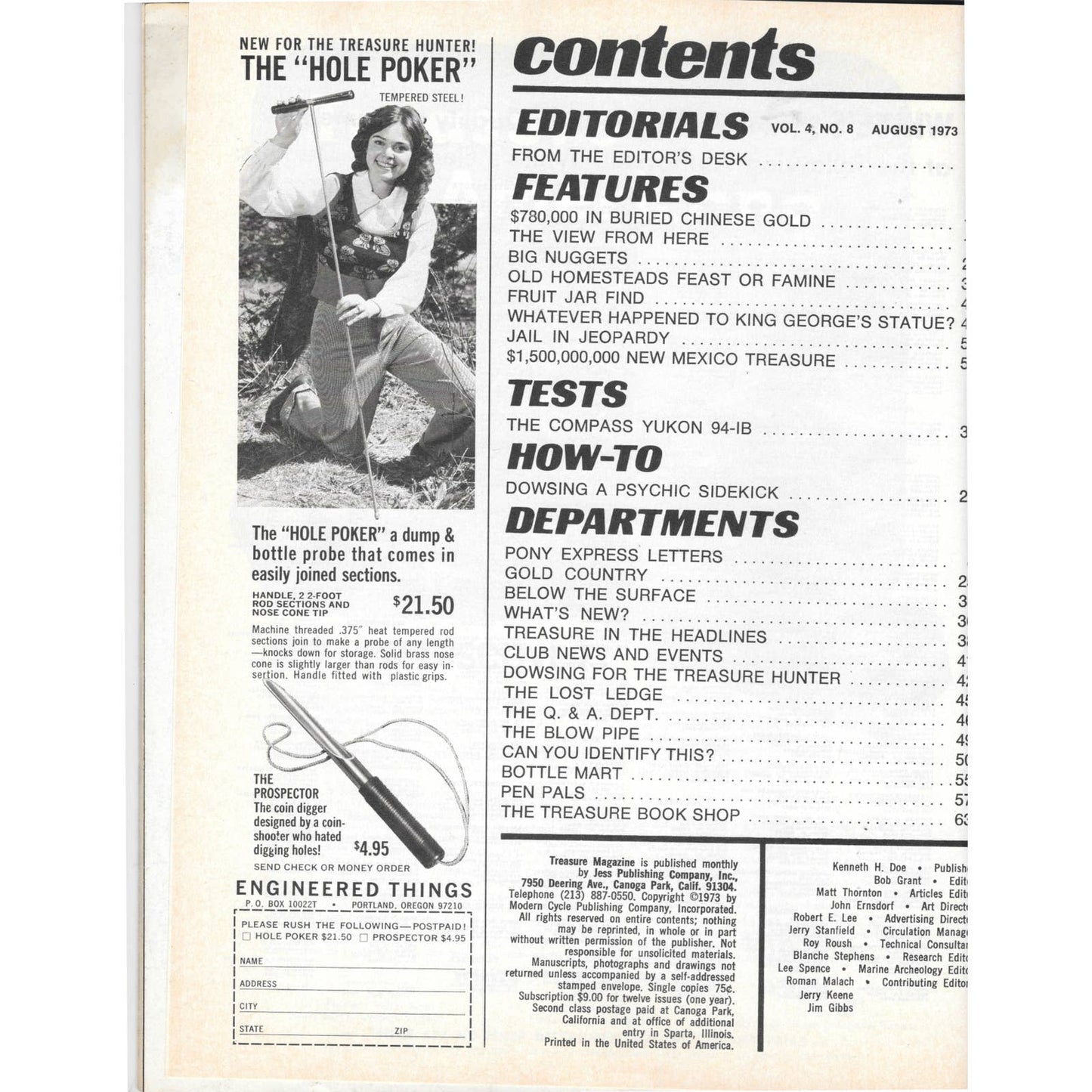 Treasure Magazine - Treasure Hunting Gold Mining Metal Detecting Aug 1973 M4