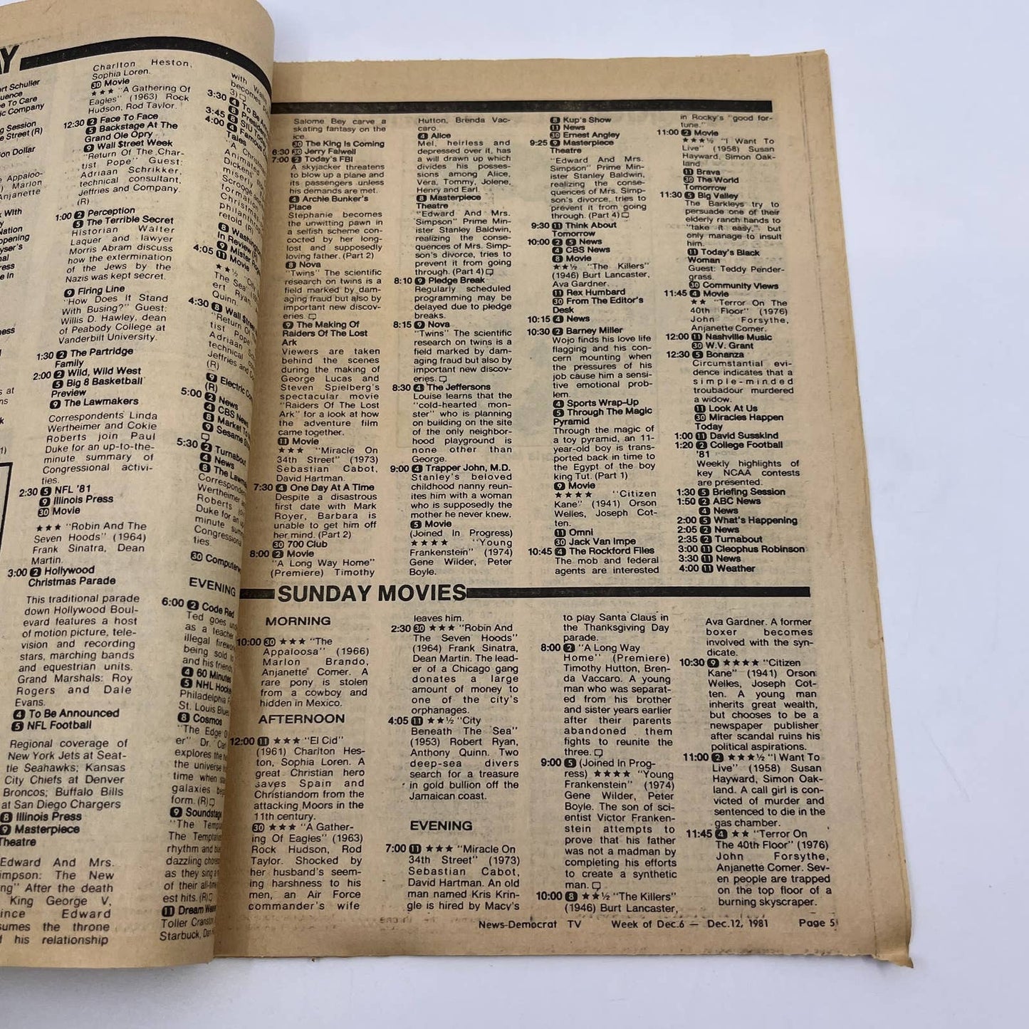 1981 Dec 6 Bellville IL News-Democrat TV Listings Magazine One Man's Dream TG6