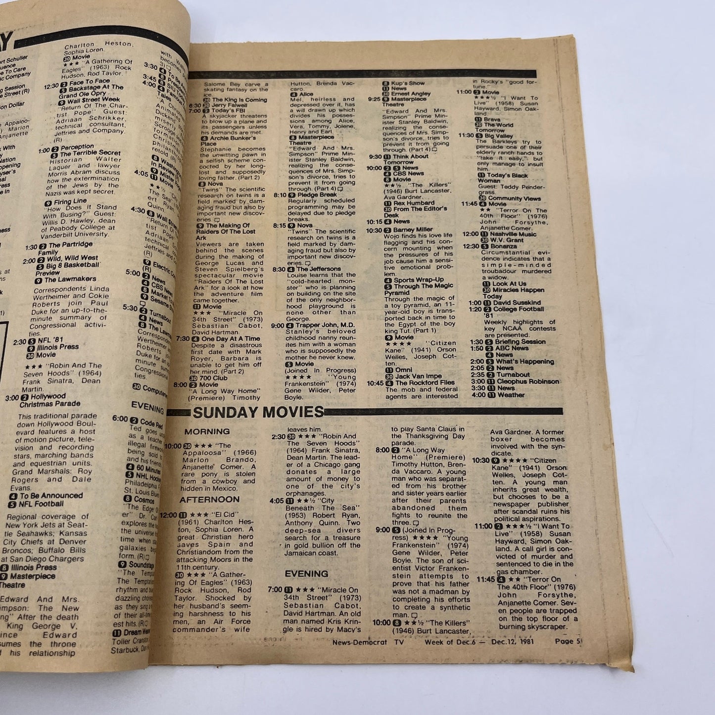 1981 Dec 6 Bellville IL News-Democrat TV Listings Magazine One Man's Dream L4-1
