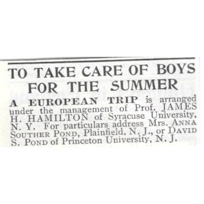 European Trip James Hamilton David S Pond Princeton University - 1903 Ad TJ8-7-3