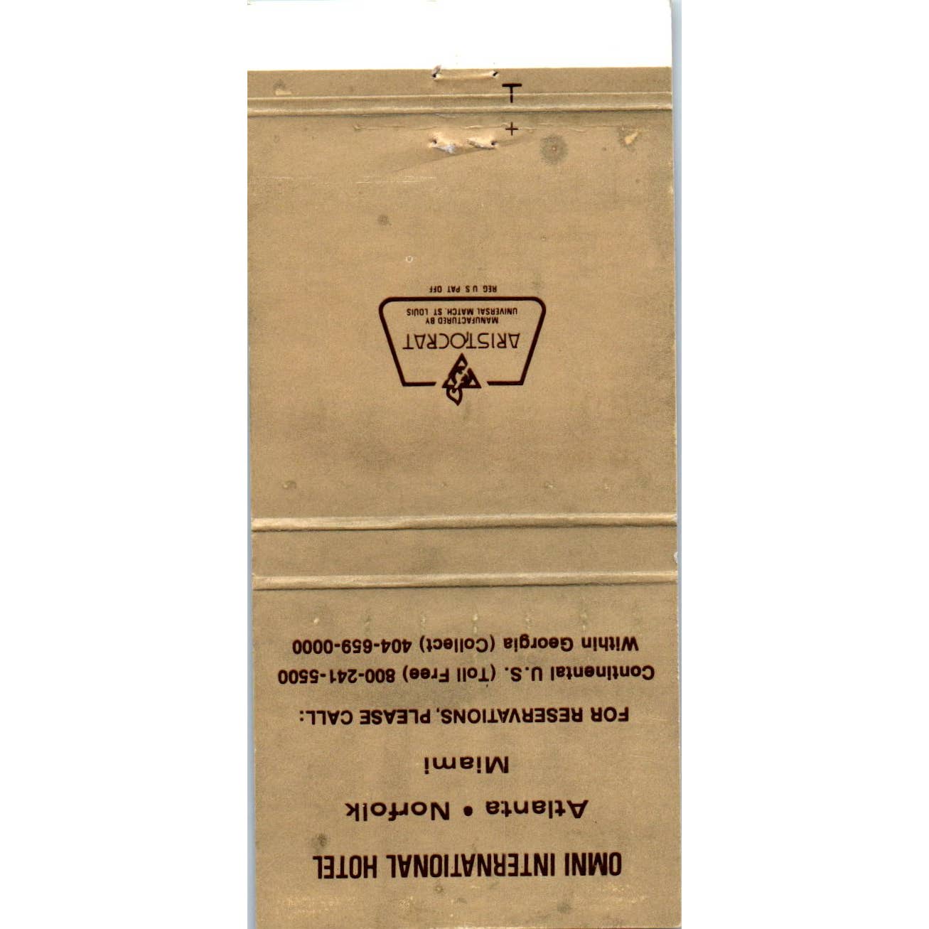 Omni Hotel Atlanta Norfolk Miami Advertising Matchbook Cover SA1-M10