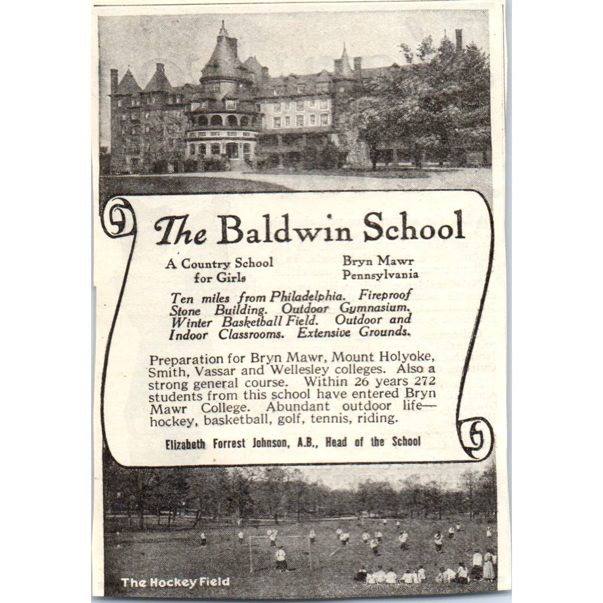 c1920 Harper's Magazine Ad - Mary Lyon School for Girls Swarthmore PA EA3