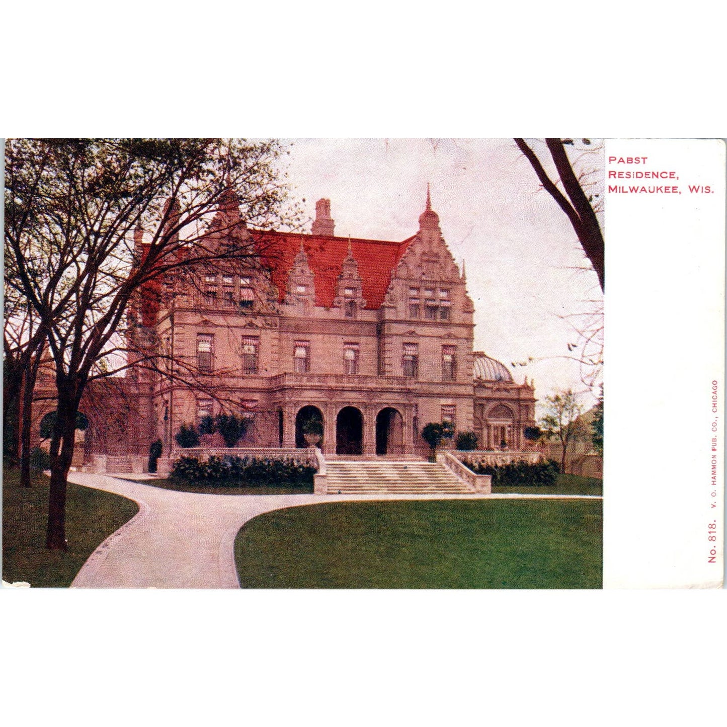 Pabst Residence Milwaukee WI c1905 Original Postcard TJ9-P3