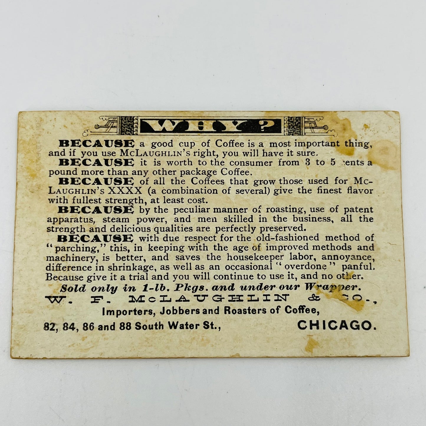 1880s Embossed Victorian Trade Card McLaughlin’s Coffee Mrs. Cleveland SAH9-S8