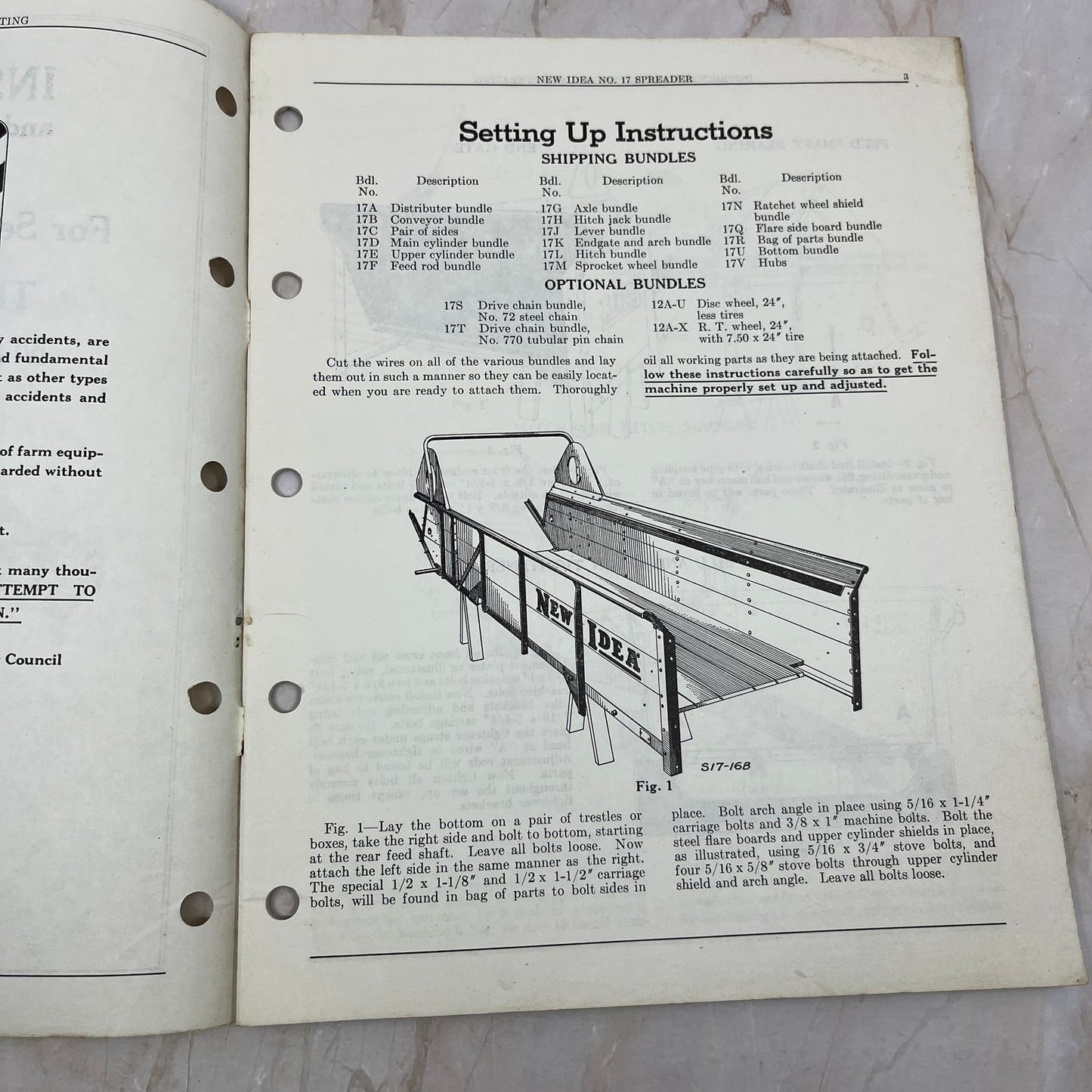 Vintage New Idea Instructions Repair Parts List S-174 No 17 Manure Spreader TJ9