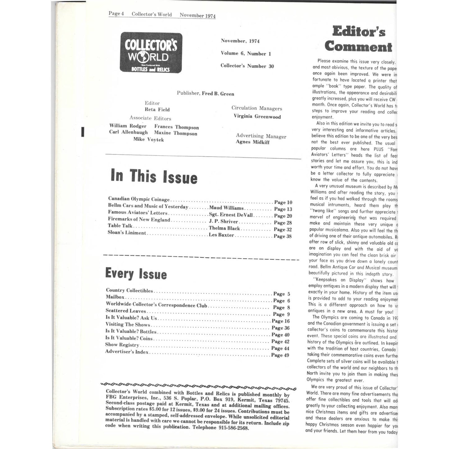 Long John Latham's Collector's World Bottles and Relics Magazine Nov 1974 M5