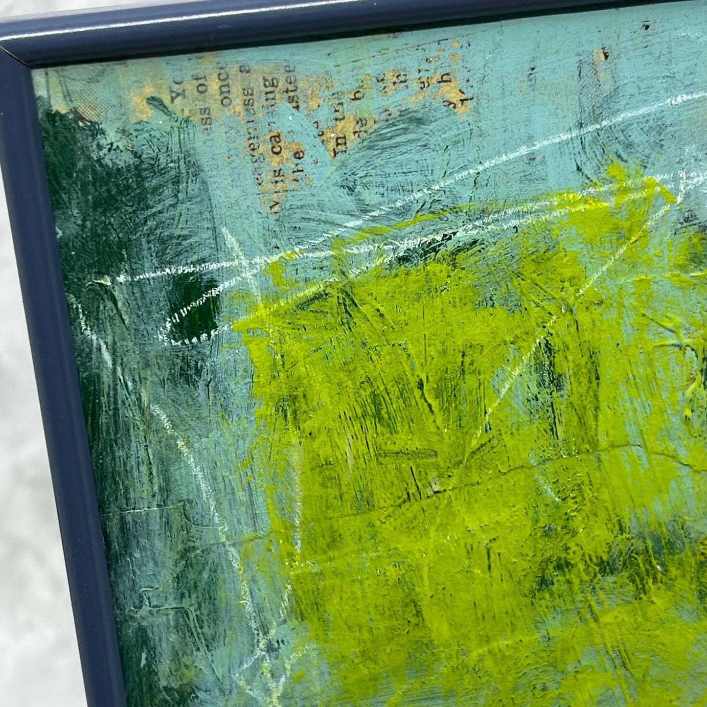 Original Framed Mixed Media Abstract Art Painting 8x10 “Blue OTS” With COA