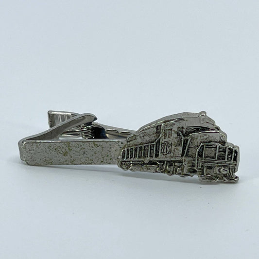 Vintage Train Locomotive Railroad RR Silver Tone Tie Bar Clip SD2