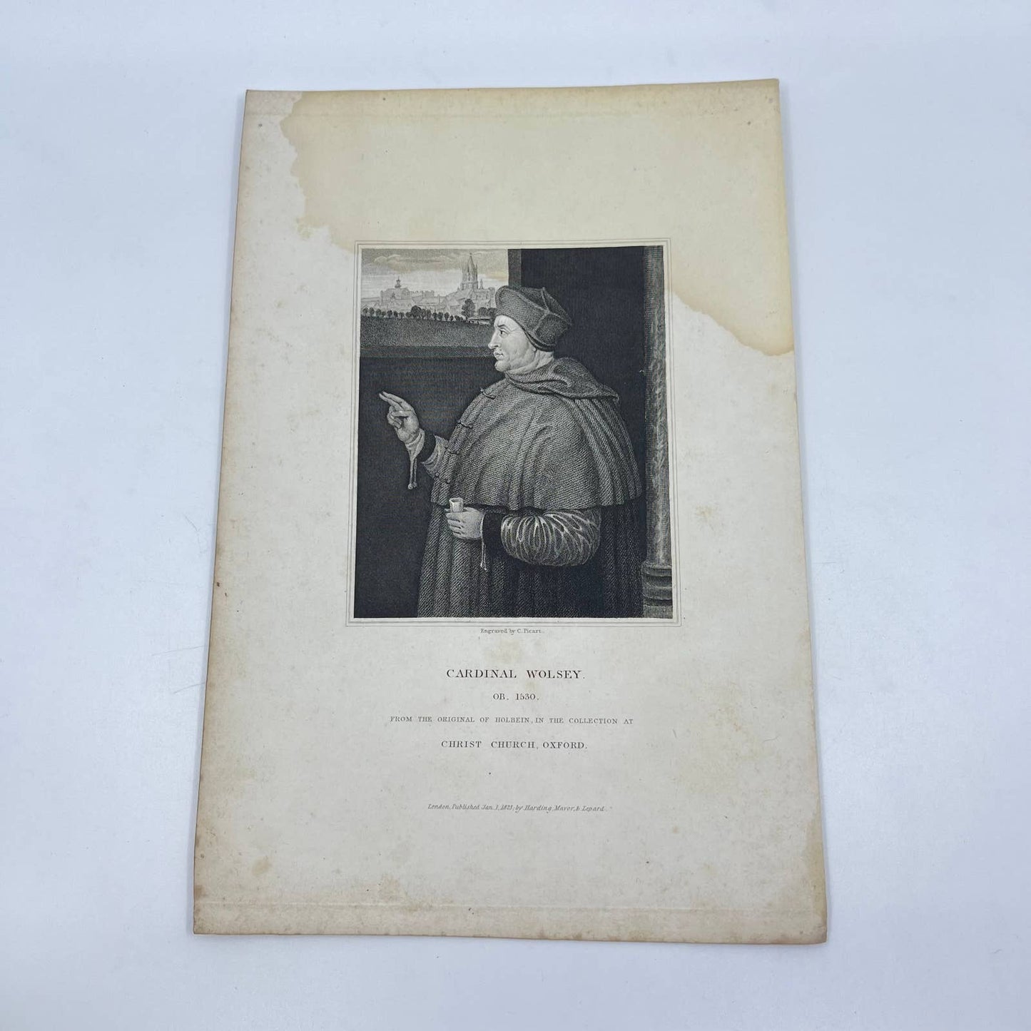 1823 Engraving Art Print Cardinal Wolsey 1530 Christ Church Oxford AB3