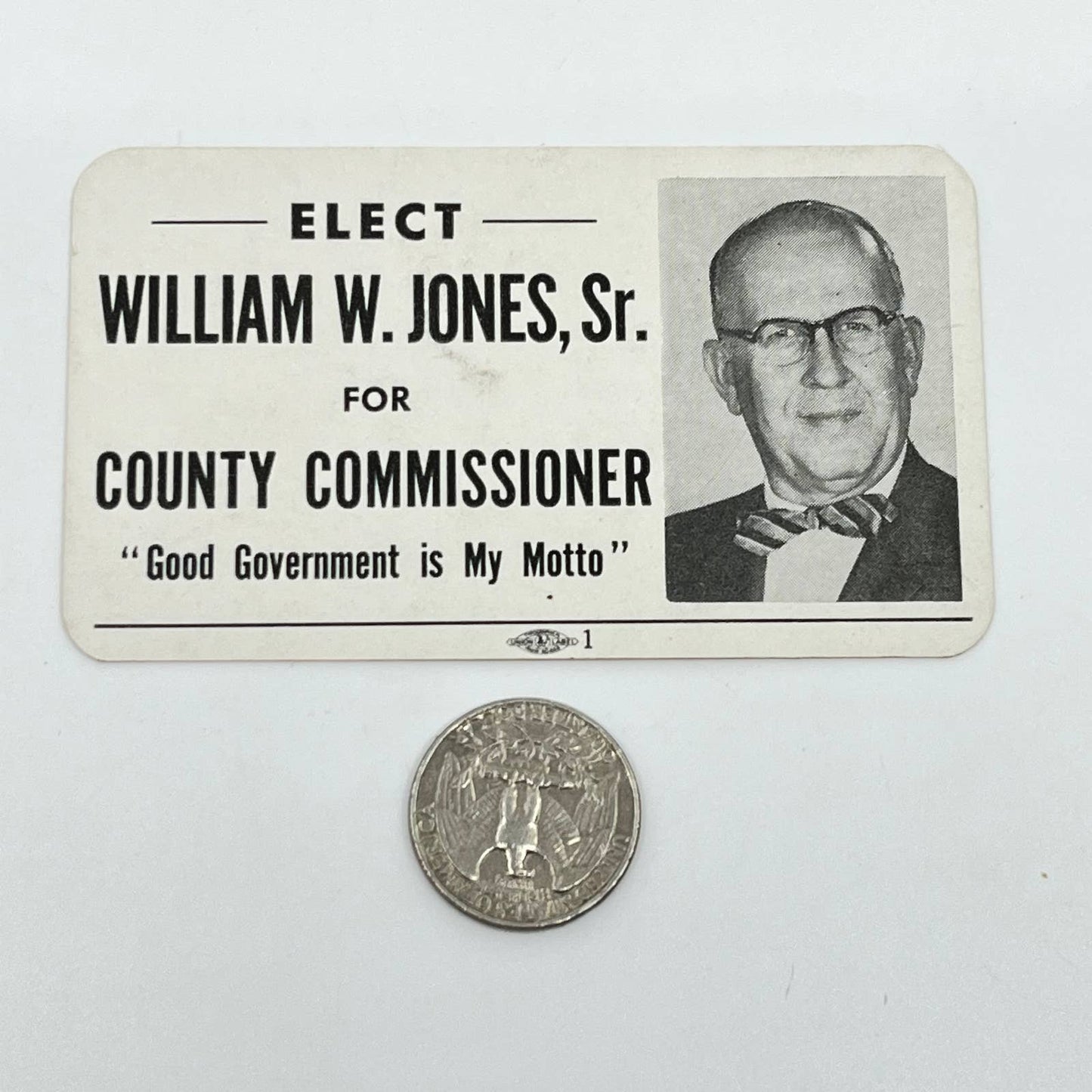 1960s Political Ad Card William W. Jones Sr. For County Commissioner SC3