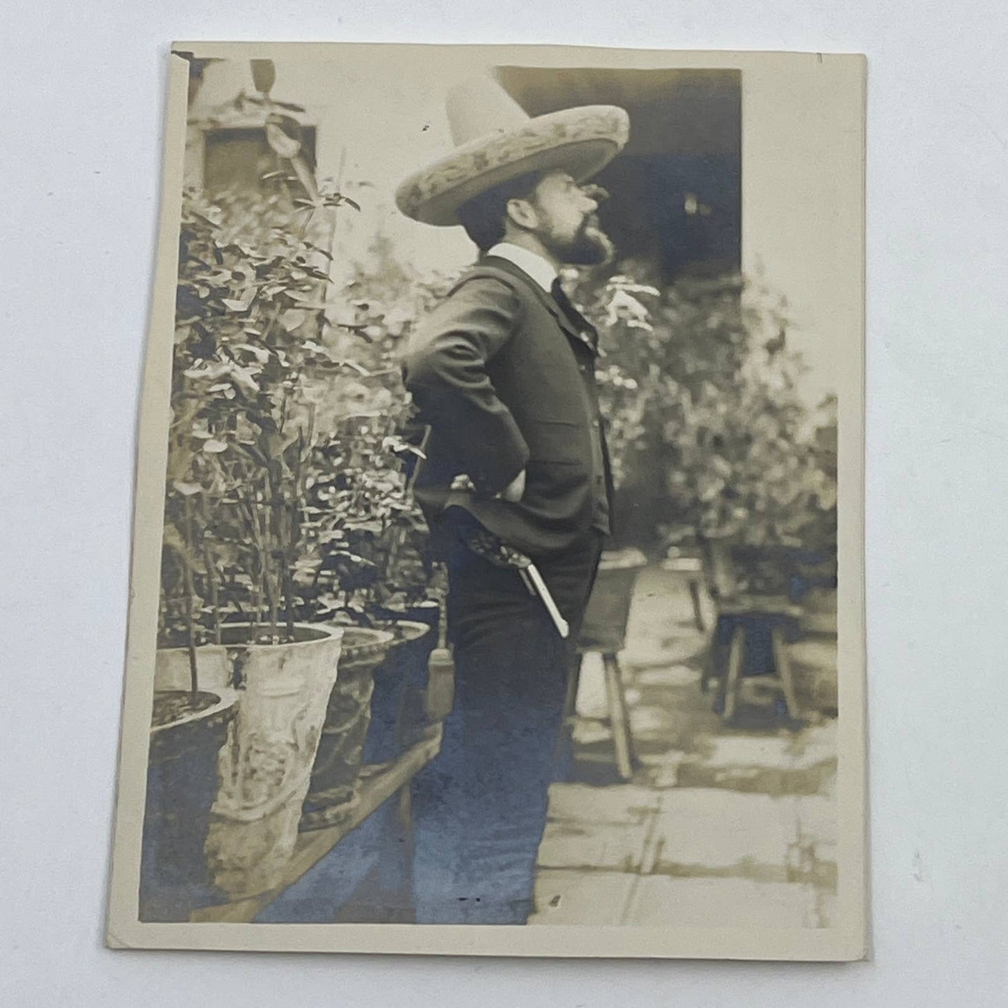 1903 Original Sepia Photograph Man Dressed in Full Charro Attire Mexico City AC7