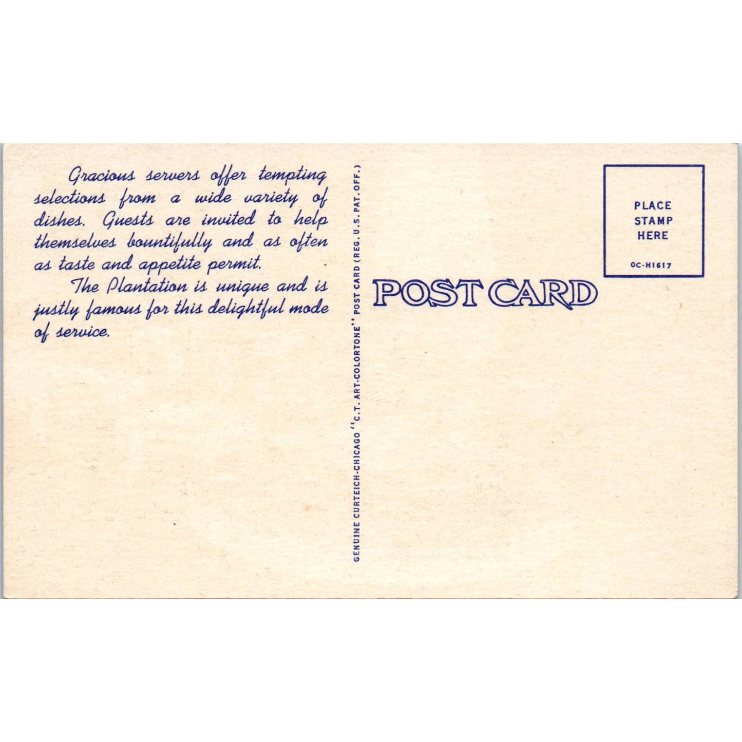 Vintage Postcard The Plantation Restaurant Penn Harris Hotel Harrisburg TD8-P2