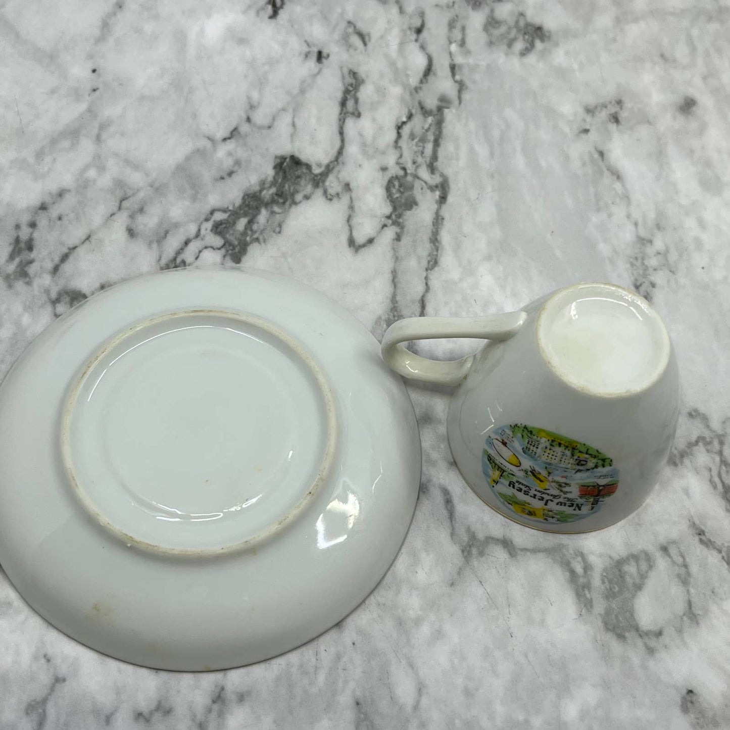 Vintage 1960s New Jersey Souvenir Mini Teacup & Saucer “The Garden State” TJ5