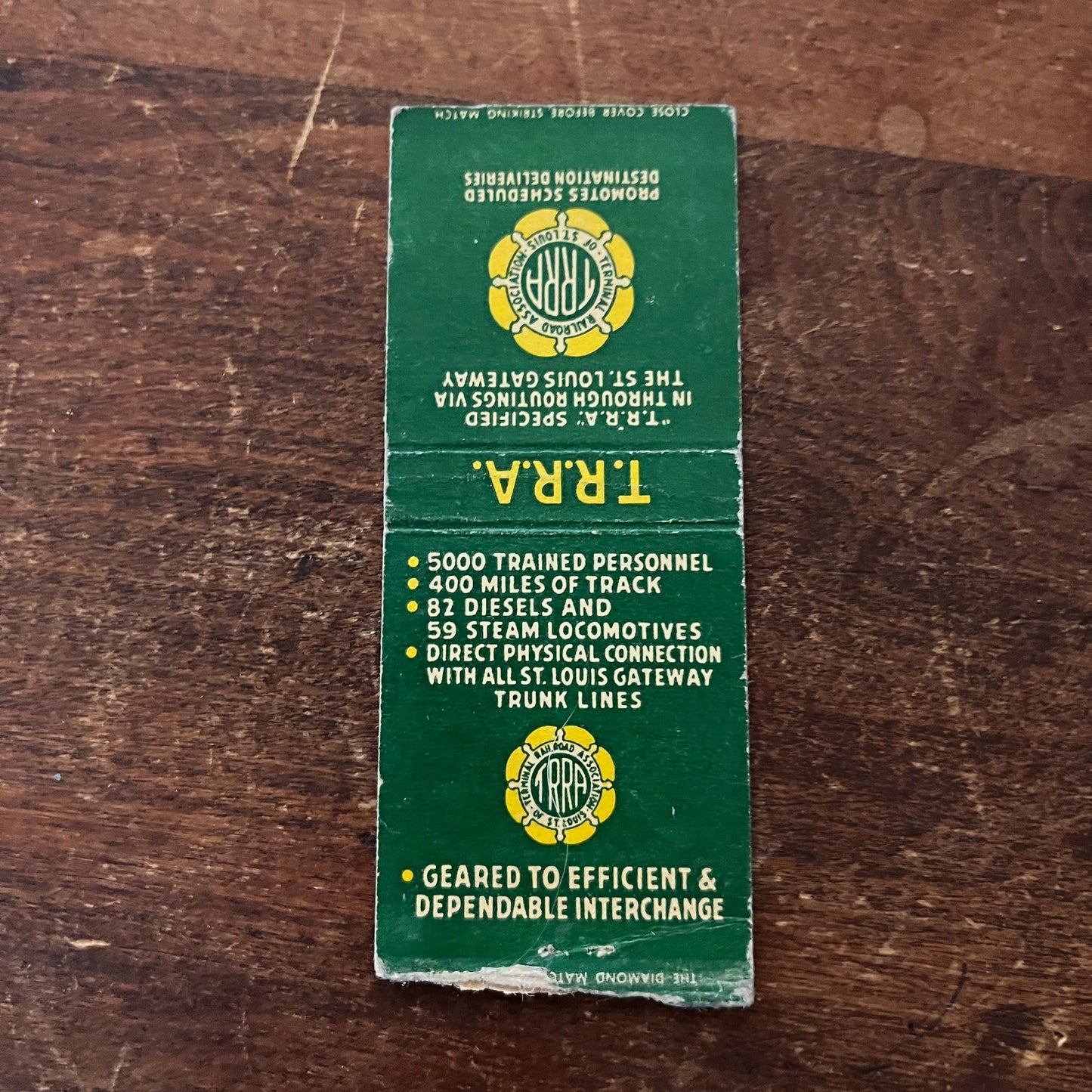 T.R.R.A. Routings Via St. Louis Gateway Advertising Matchbook Cover MM11-4