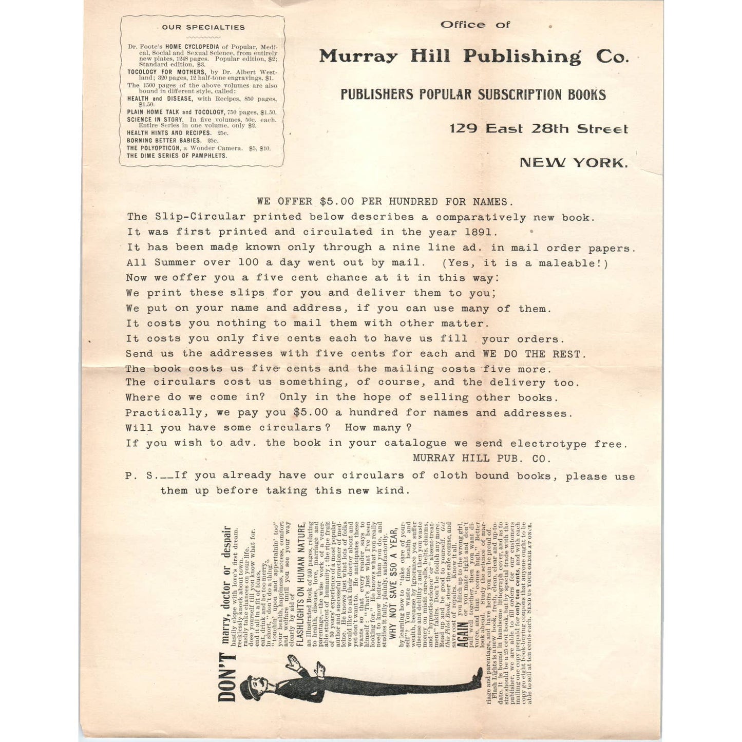 Early 1900s Original Murray Hill Publishing Co. NY Advertising Leaflet AD8