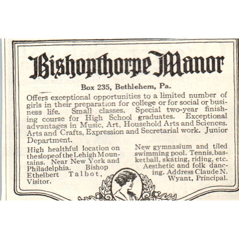 c1920 Harper's Ad - Ogontz School for Girls Abby A. Sutherland Rydal Hills EA3