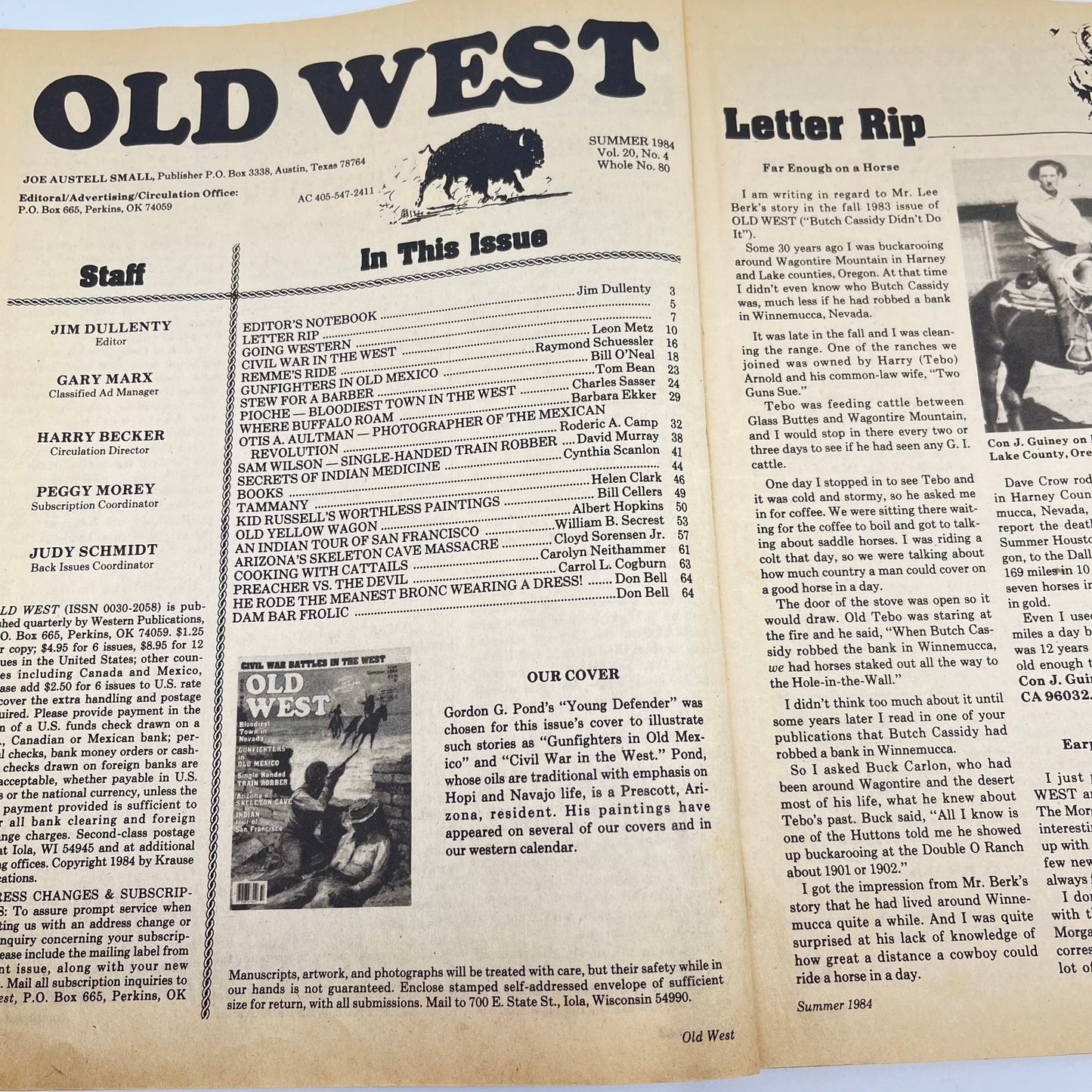 1984 Summer Old West Magazine Bloodiest Town In Nevada Mexico Gunfighters L1-3