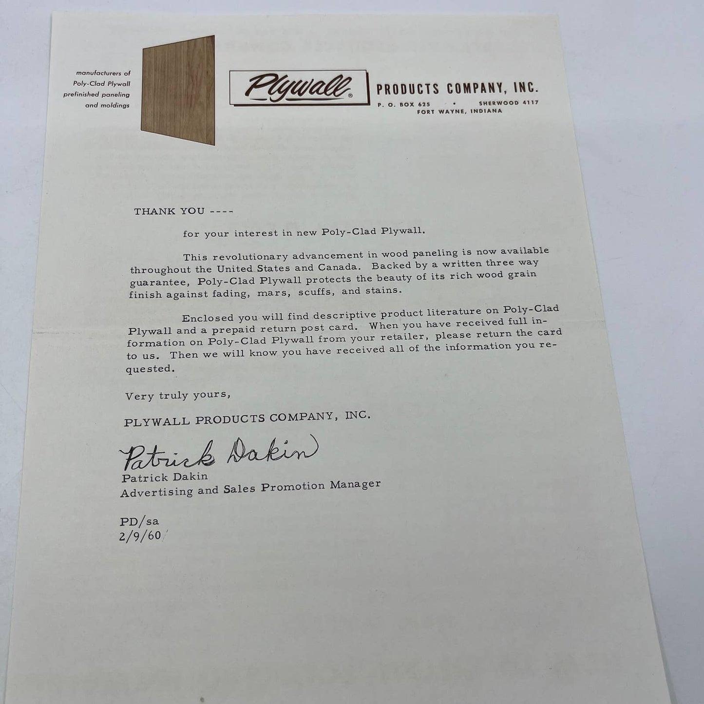 1960 Poly-Clad Plywall Wood Paneling Advertising Promo Materials Leaflets AC8