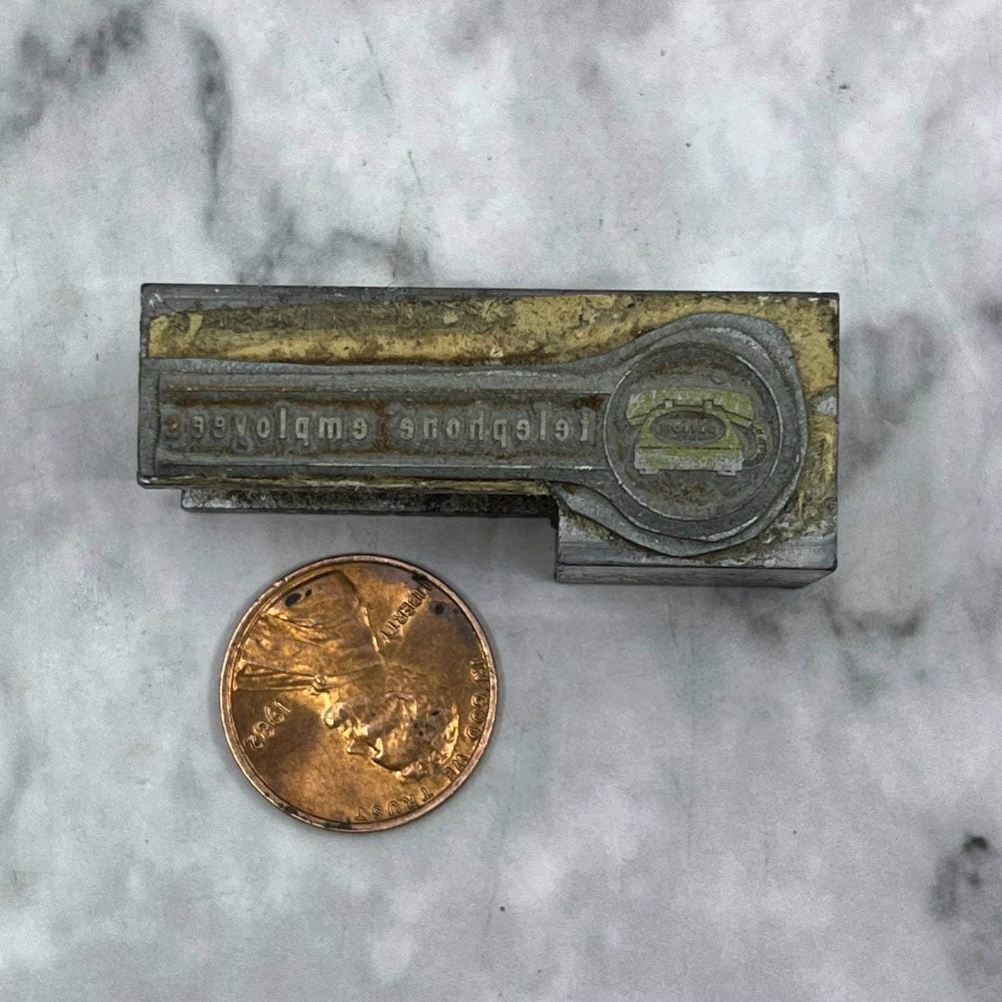 Vintage Printing Letterpress Printers Block Plate Telephone Employee TJ516