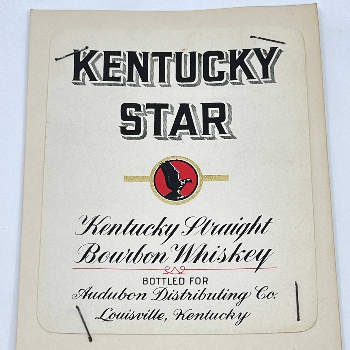 Kentucky Star Whiskey Label Audubon Distributing Co. Louisville KY