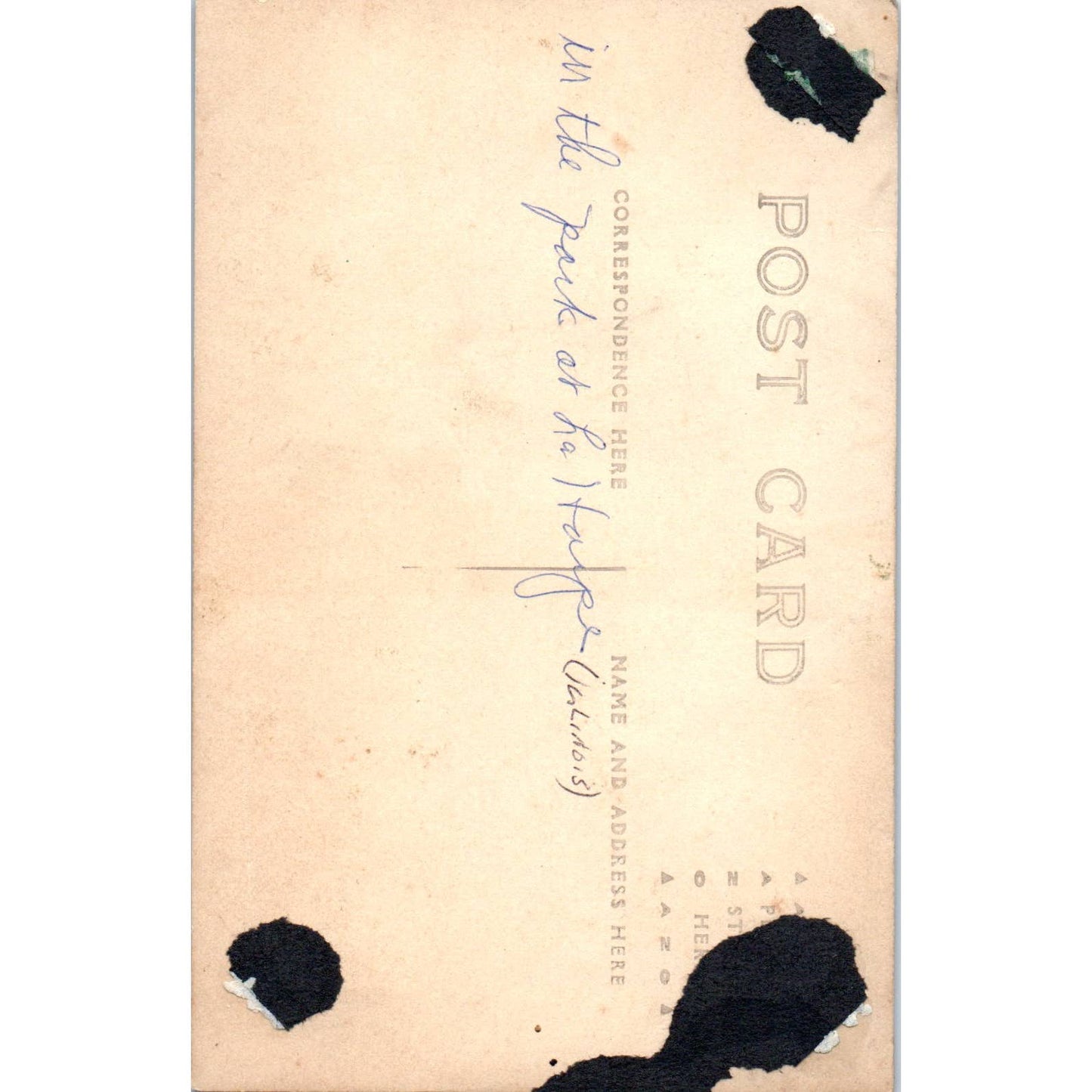 In the Park at La Harpe Illinois RPPC c1910 Original Postcard TK1-24