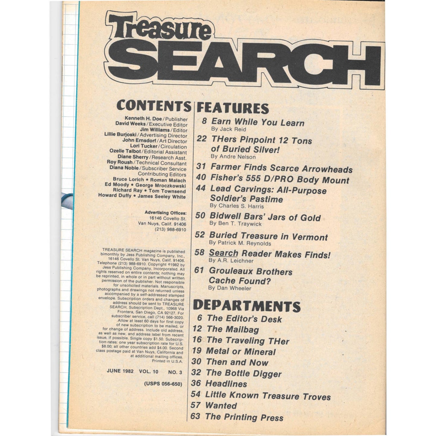 Treasure Search Magazine 1982 June Metal Detecting Gold Diamonds M2