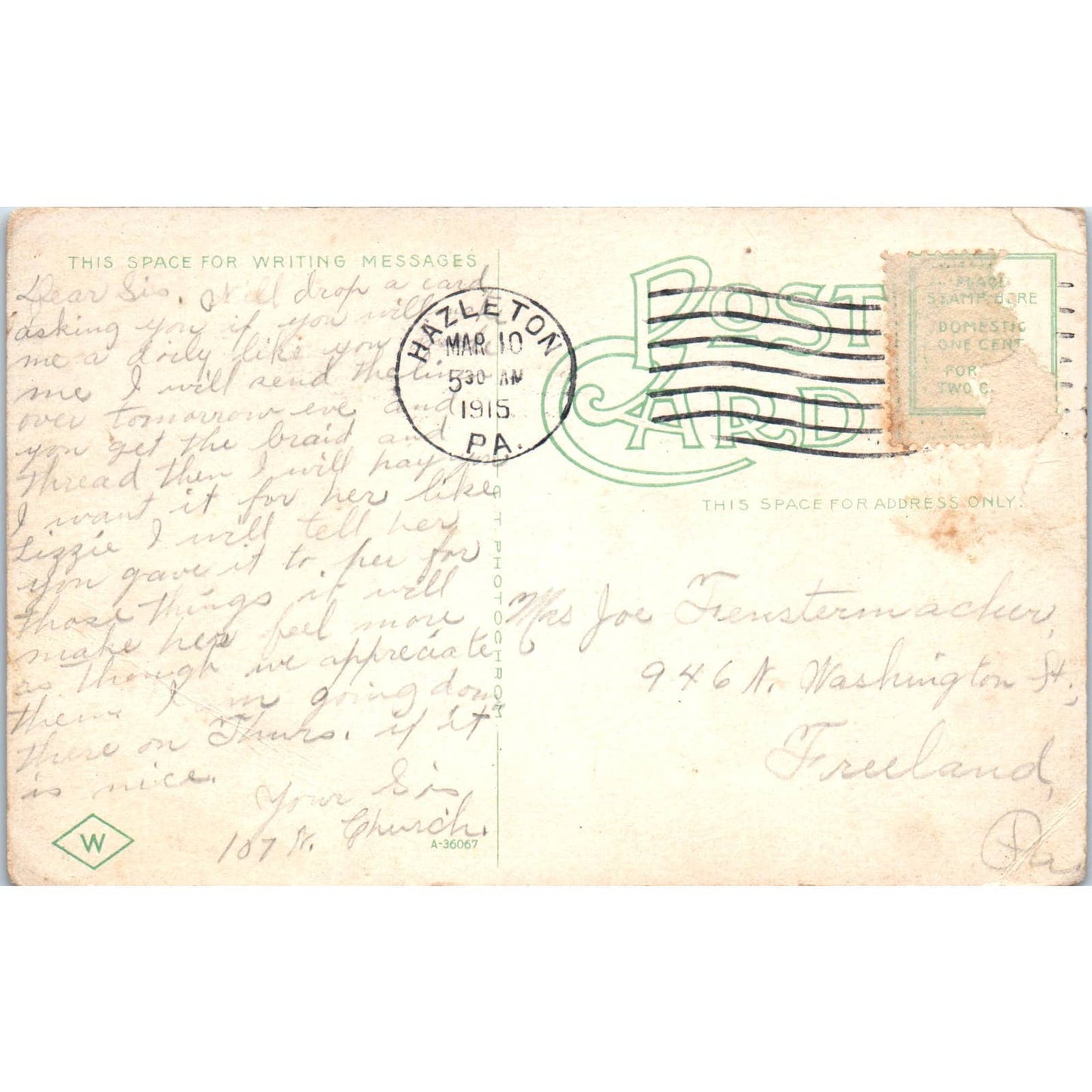 1915 Postcard Harwood Electric Co. Plant Hazleton PA TD9-P1