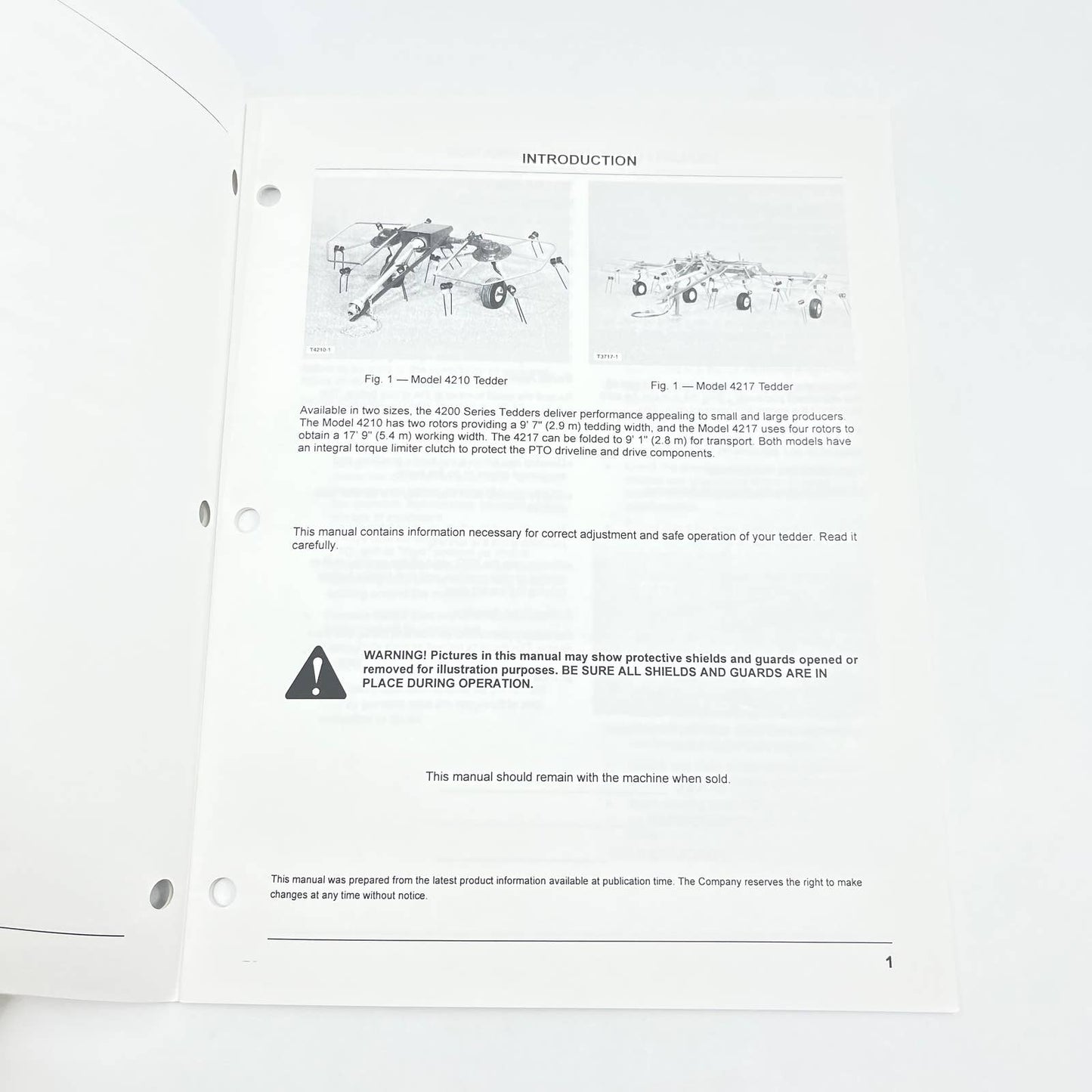 Original 1995 New Idea Operator's Manual 4210 & 4217 Pull-Type Tedders TB9