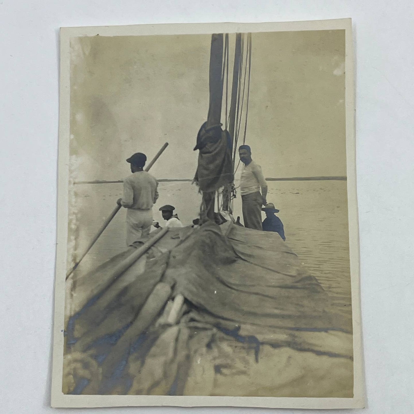 1903 Original Sepia Photograph Small Sailboat "Carita" Tuxpam Mexico AC7