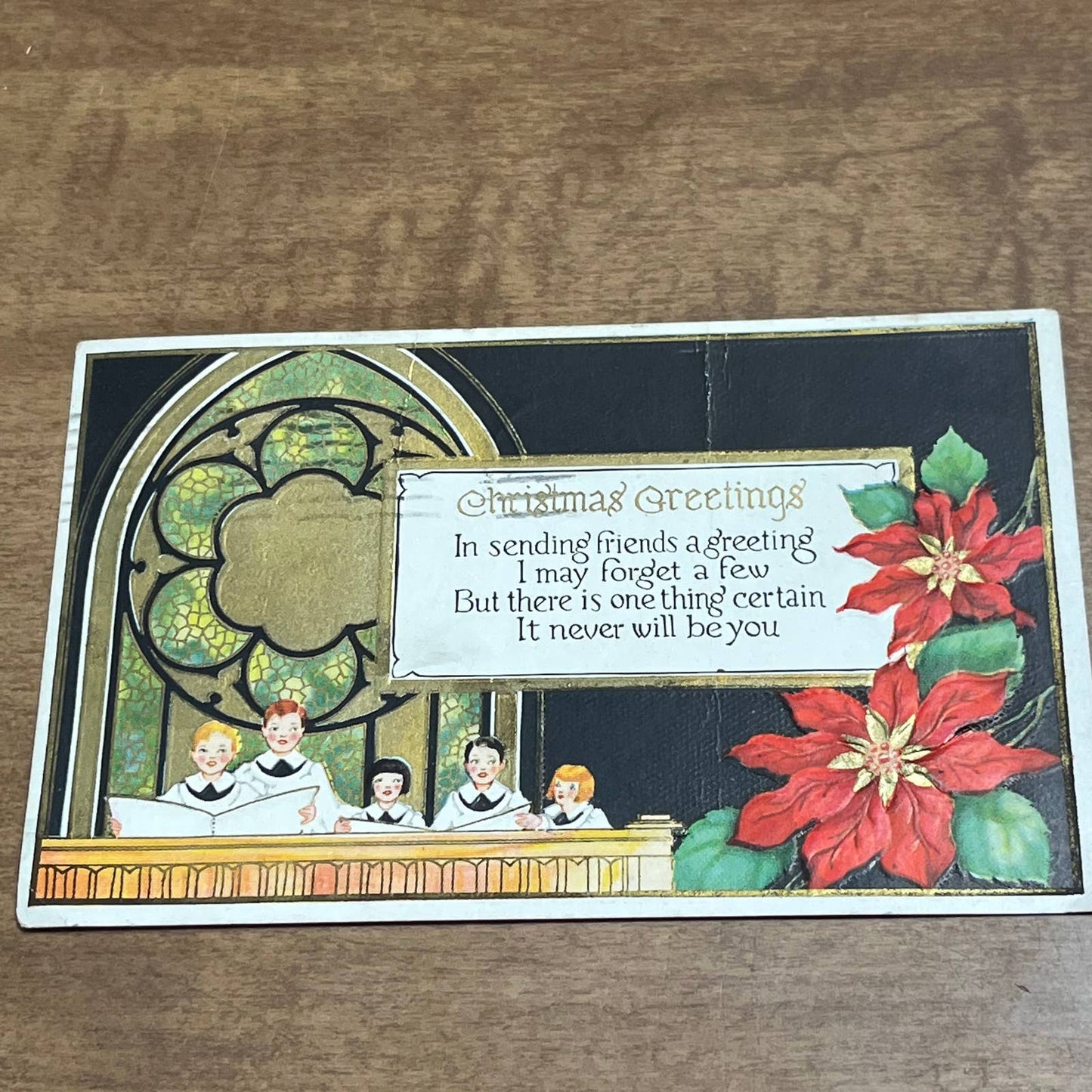 c1910 Church Choir Singing Children Candle Christmas Postcard PA2