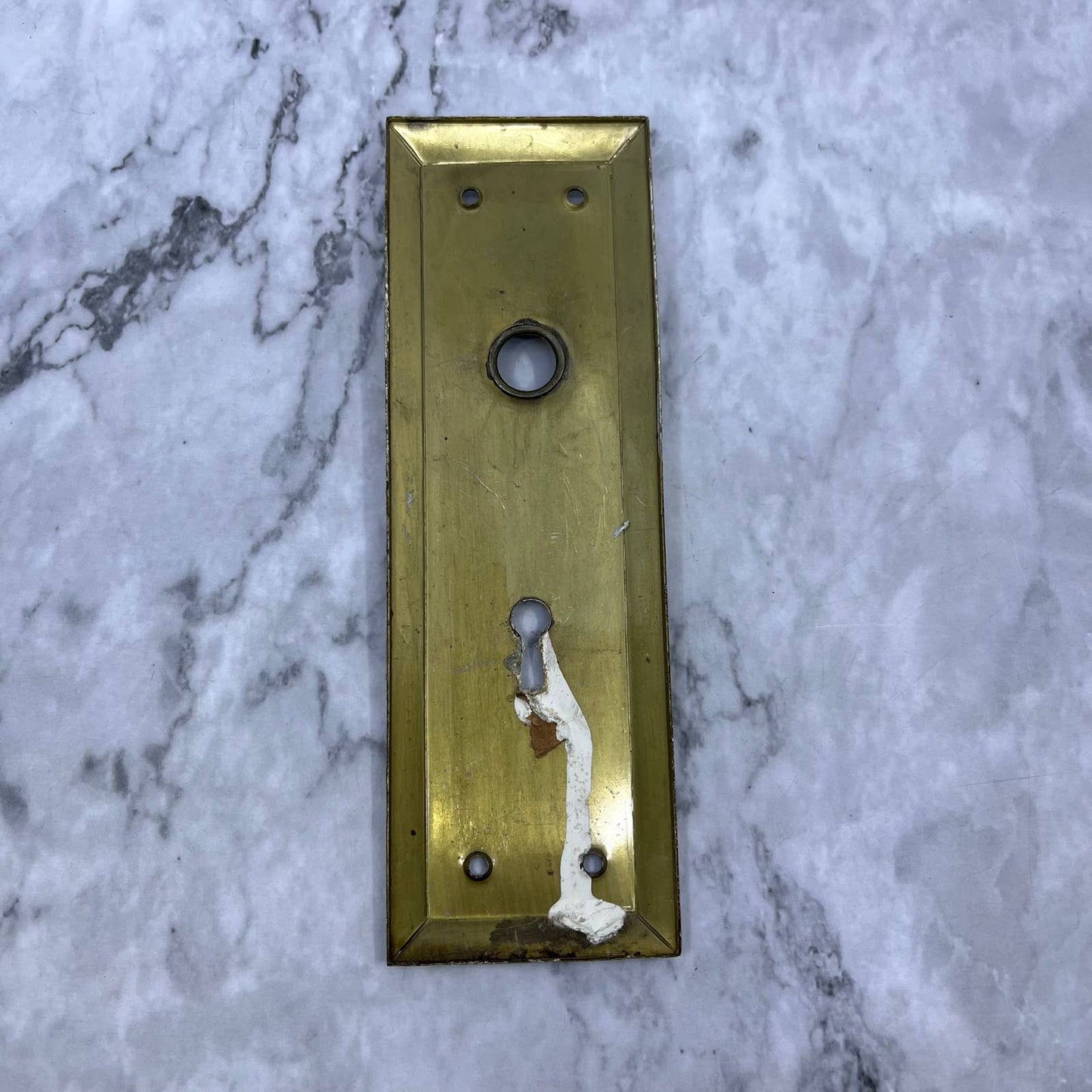 Antique Brass Door Backplate Escutcheon Art Deco Architectural Salvage TH1-3