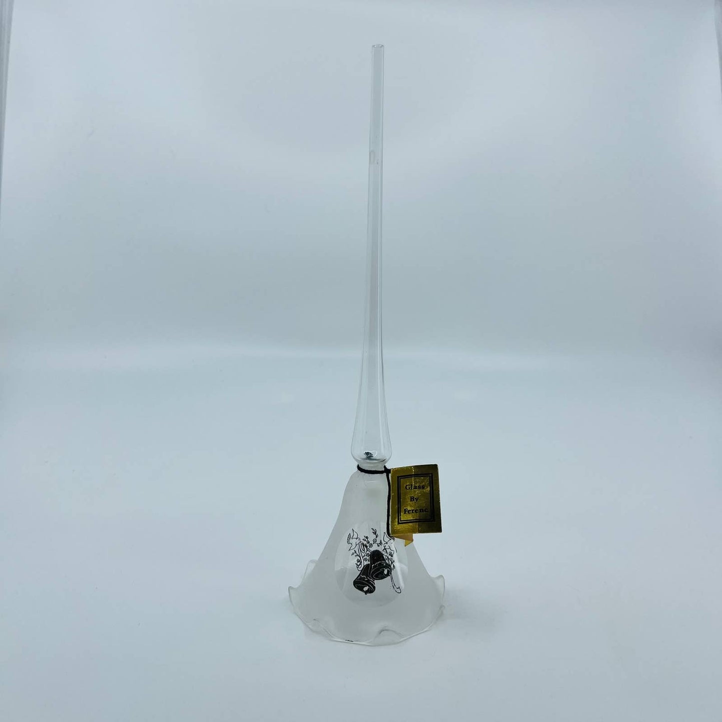 Mid Century Long Stem Hand Blown Glass Bell Frosted Glass by Ferenc Gilman SA4
