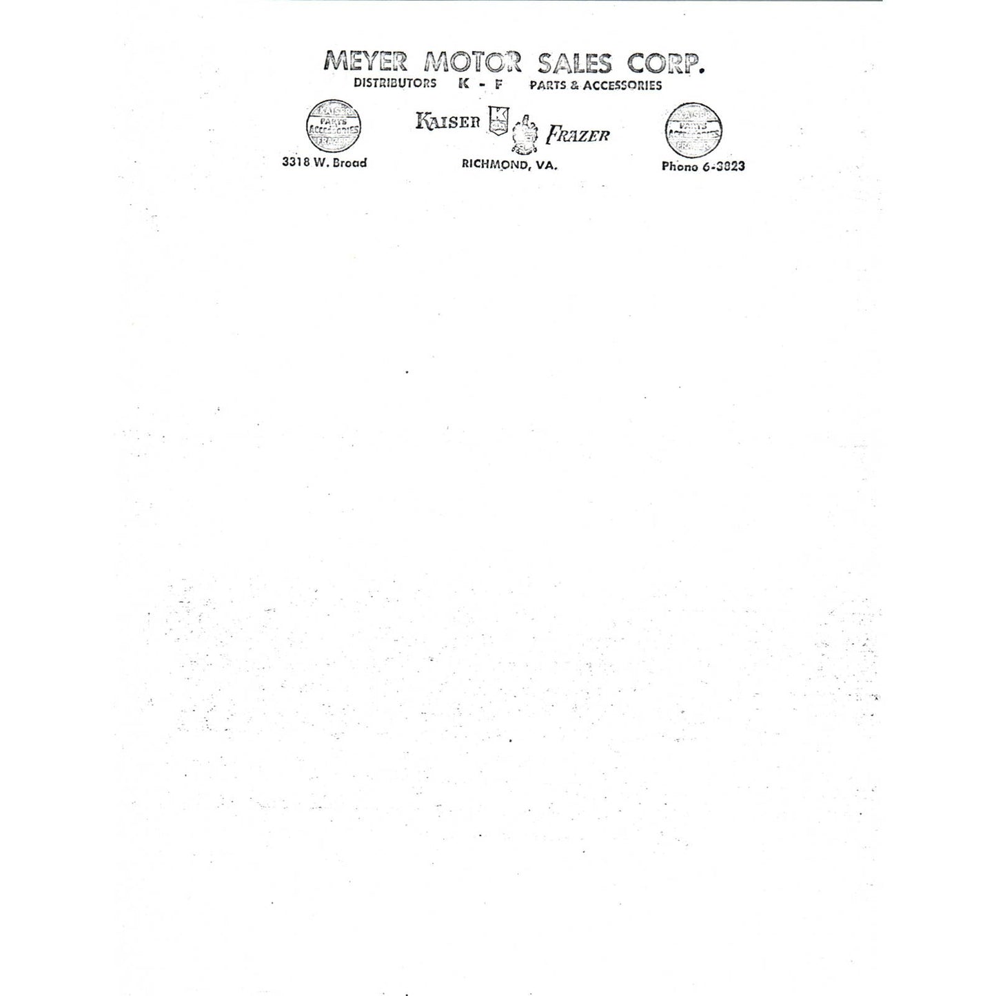 Lot of 20+ Pieces of Letterhead Meyer Motor Sales Kaiser Frazer Richmond VA TI6
