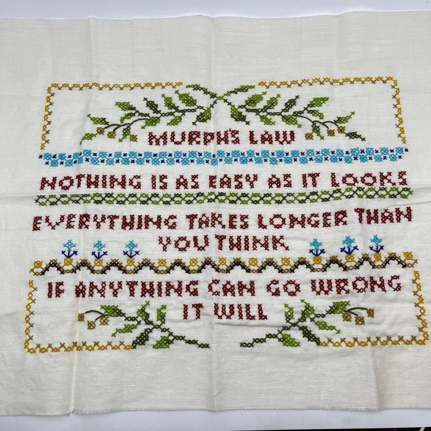Vintage Bucilla Needlecraft 3520 Murph’s Law Sampler COMPLETE READY TO FRAME TC1