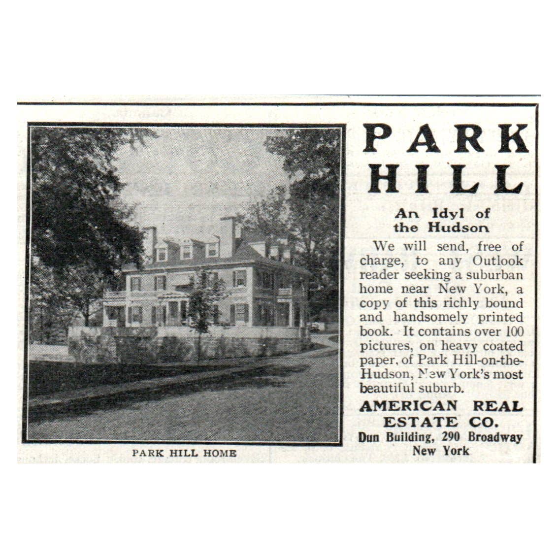 Park Hill on the Hudson American Real Estate Co NY - 1903 Original Ad TJ7-S