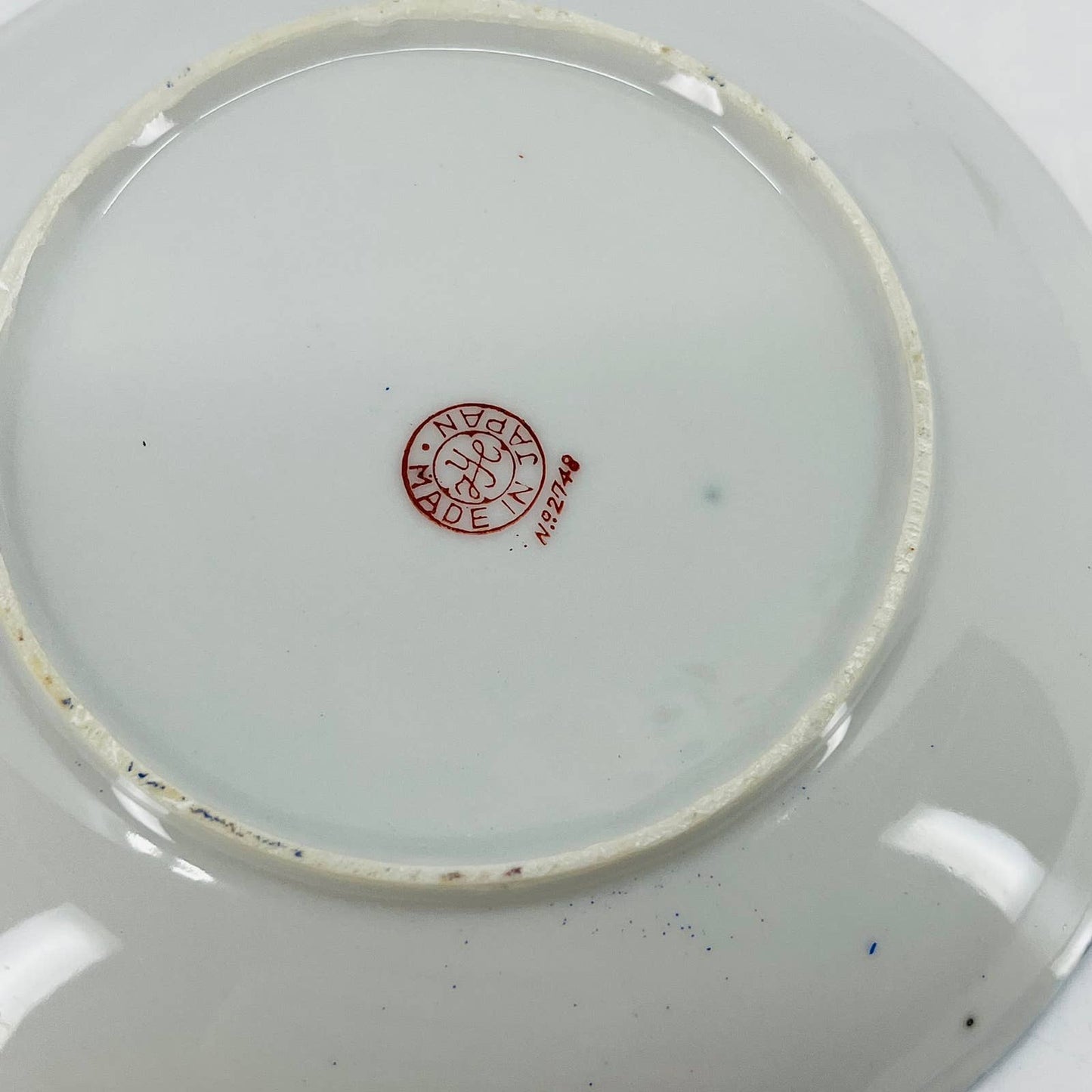 Vtg RARE Japanese Iridescent Opal Lusterware Blue Stripe Cup and Saucer Set TC8