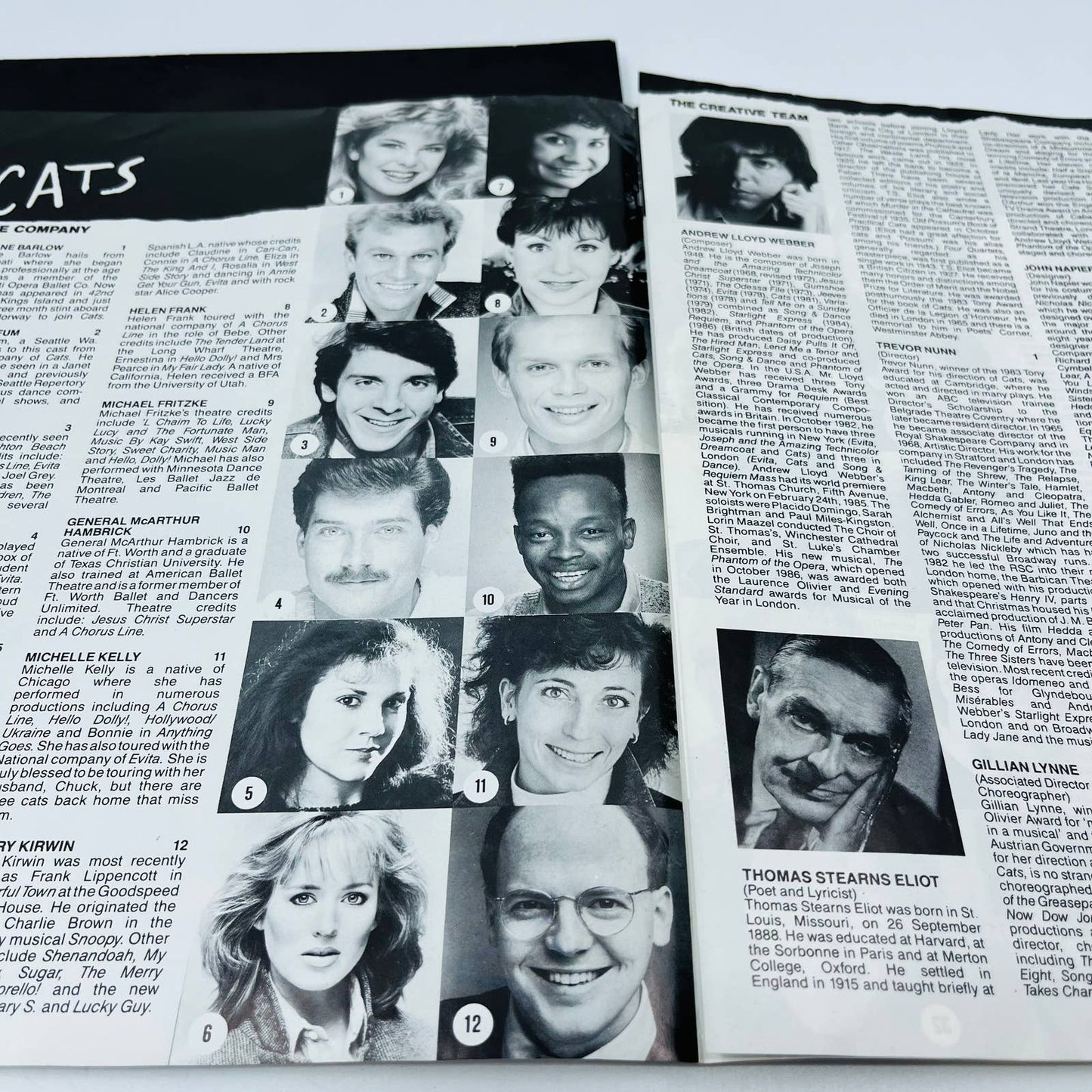 1981 CATS The Musical Broadway Souvenir Program Playbill & Cast Bio Insert BA2