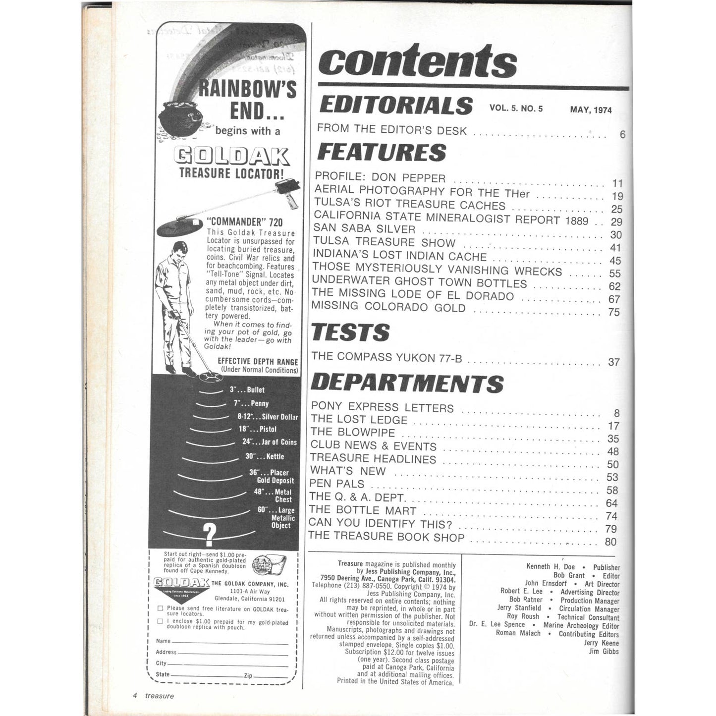 Treasure Magazine - Treasure Hunting Mines Buried Metal Detecting May 1974 MB4