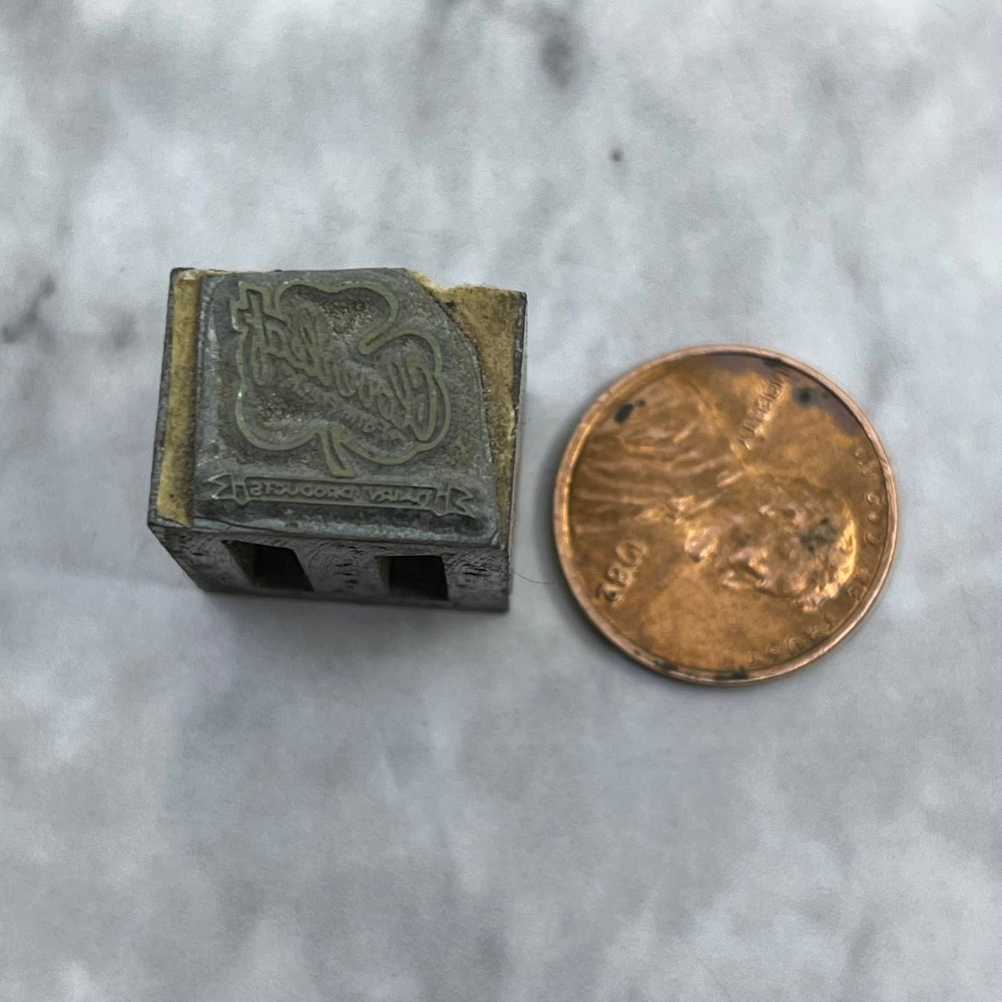 Vintage Letterpress Printers Block Plate Cloverleaf Dairy Producers SE827