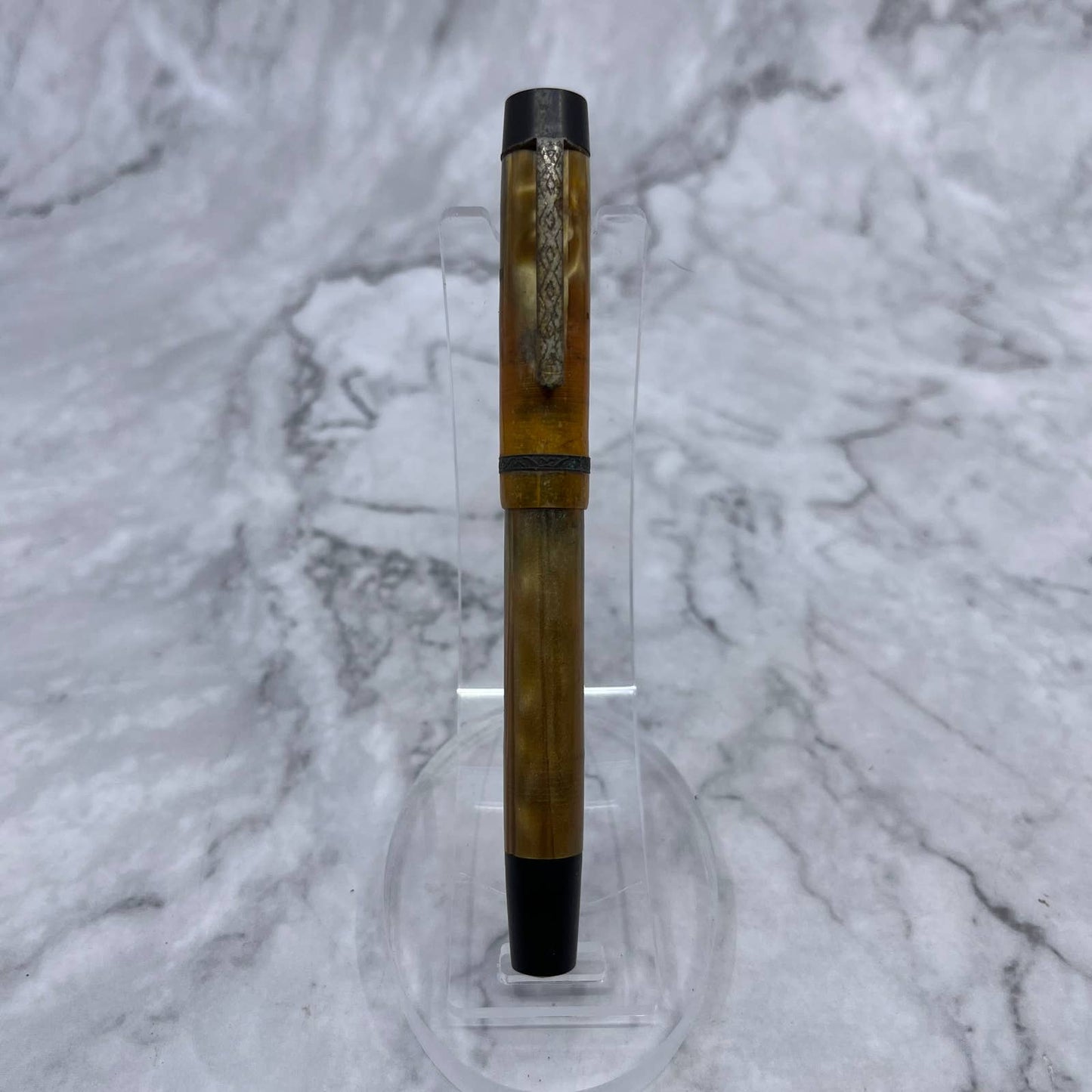 Vintage ELITA Marbleized ORANGE Celluloid Fountain Pen SE6