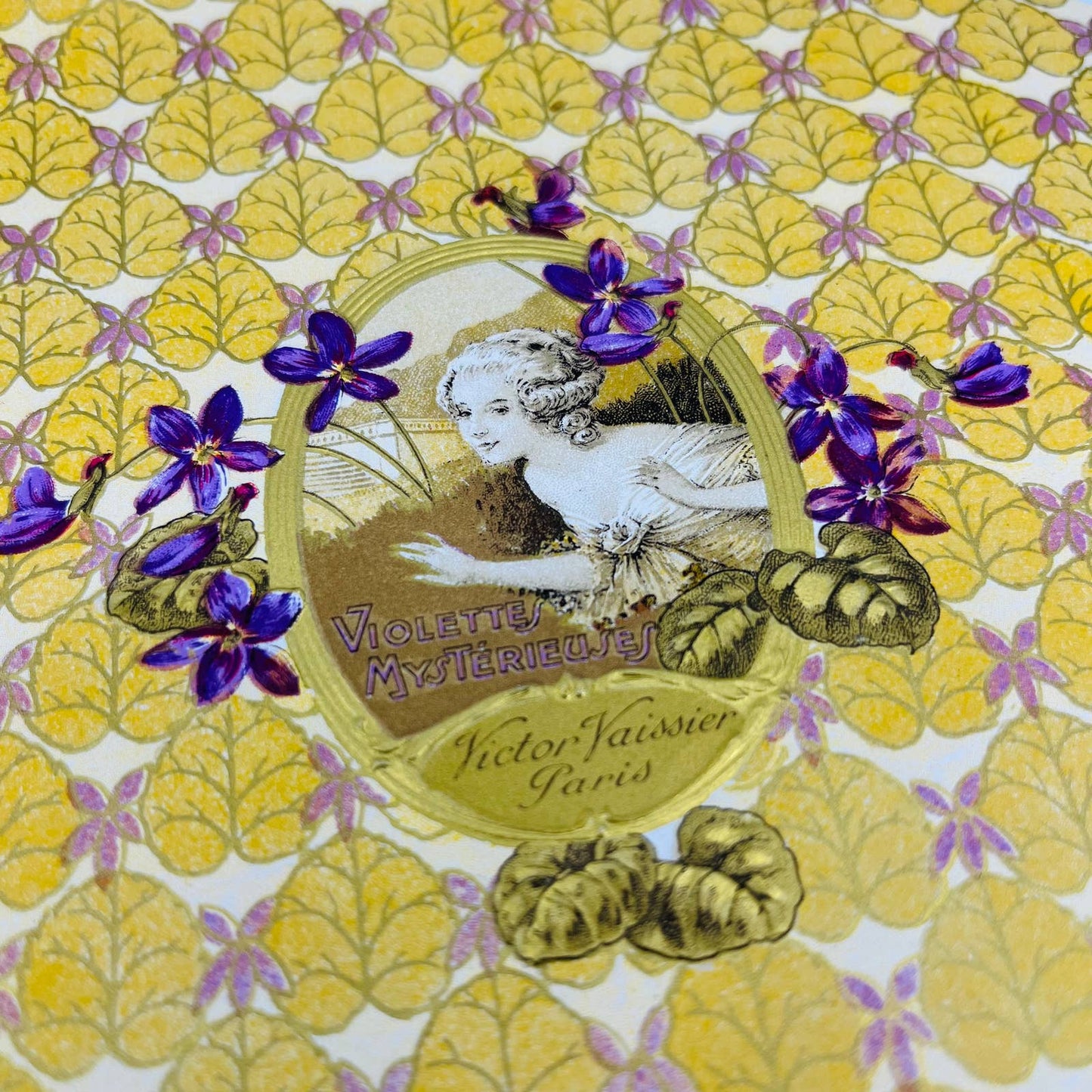 1800s French Perfume Label VIOLETTES MYSTERIEUSES Victor Vaissier Paris AA3