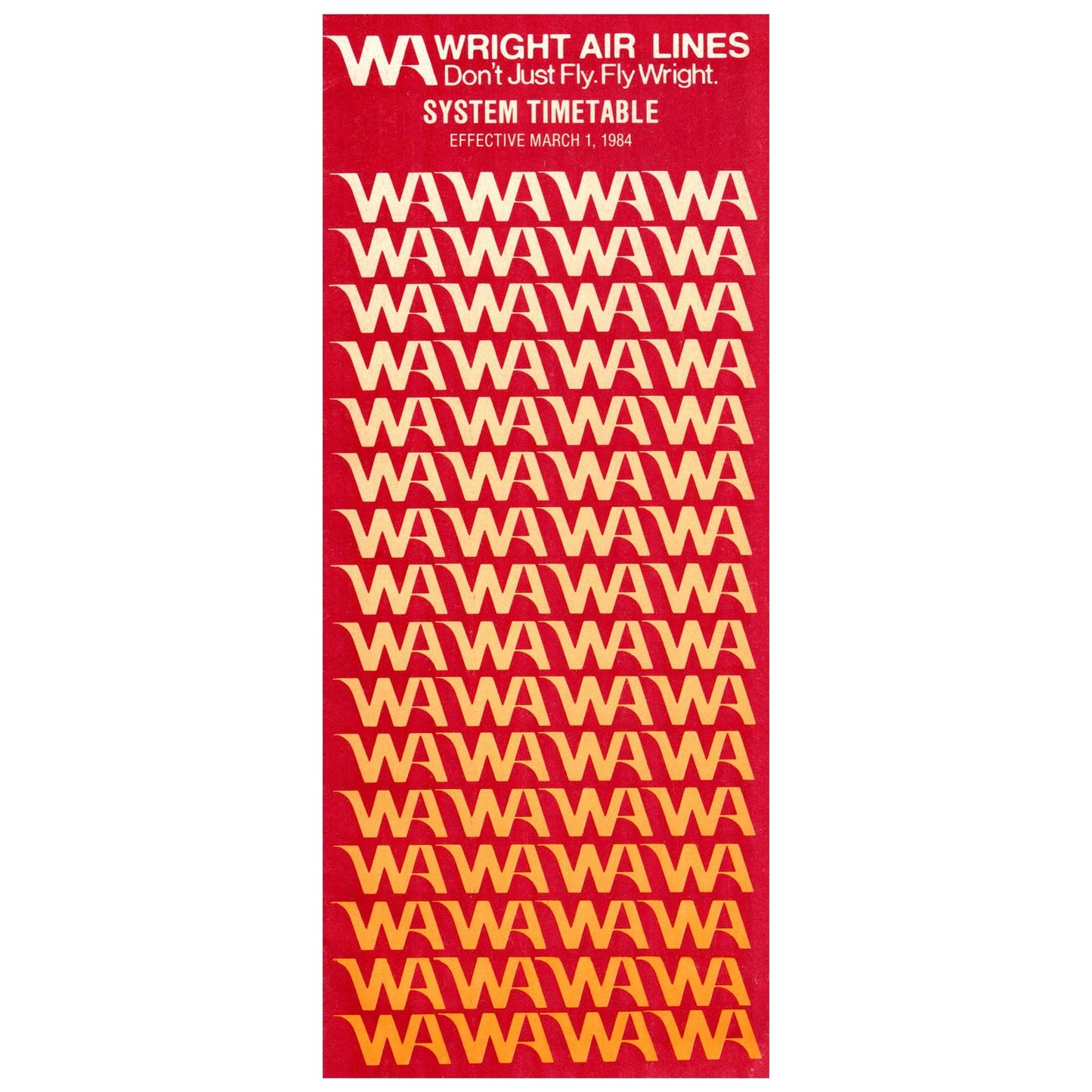 1984 Wright Airlines System Timetable Travel Brochure SE4