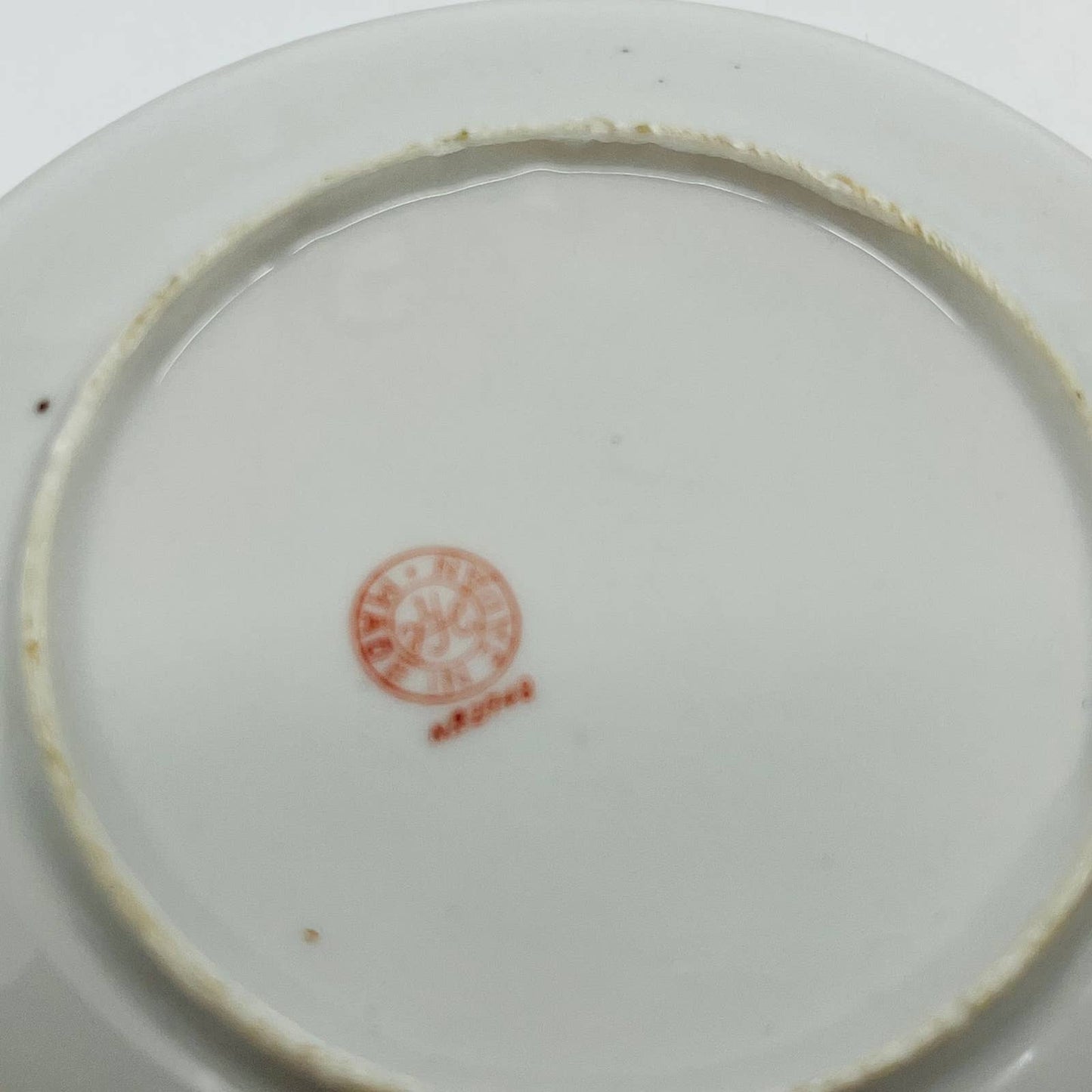Vtg RARE Japanese Iridescent Opal Lusterware Blue Stripe Cup and Saucer Set TC2