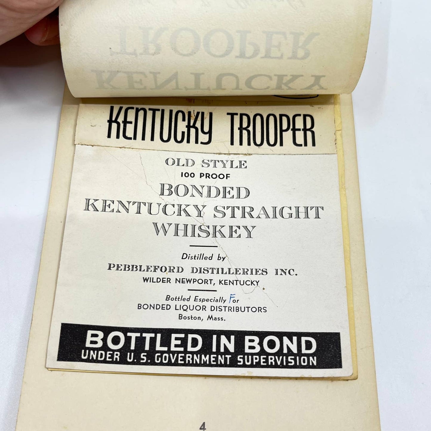 Kentucky Trooper Bourbon Whiskey Label Set of 4 Double Springs Greenbrier KY
