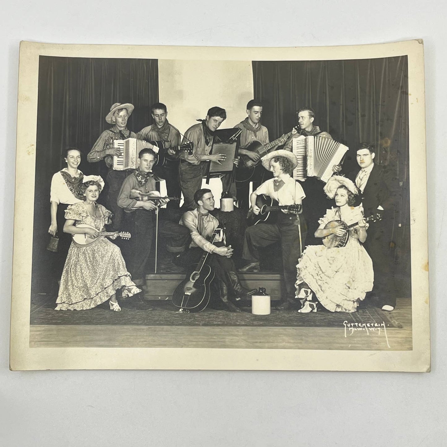 1950s Country Western Music Group Men & Women Instruments Photograph 8x10" AB7