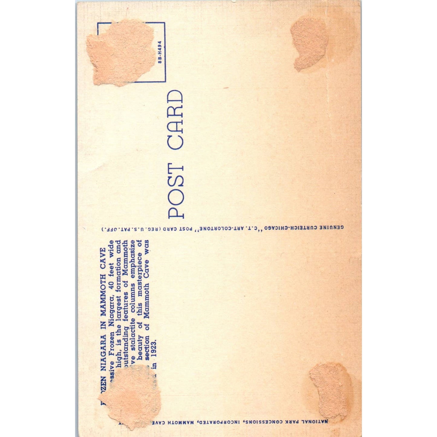 Frozen Niagara Mammoth Cave National Park Kentucky Original Postcard TK1-P1