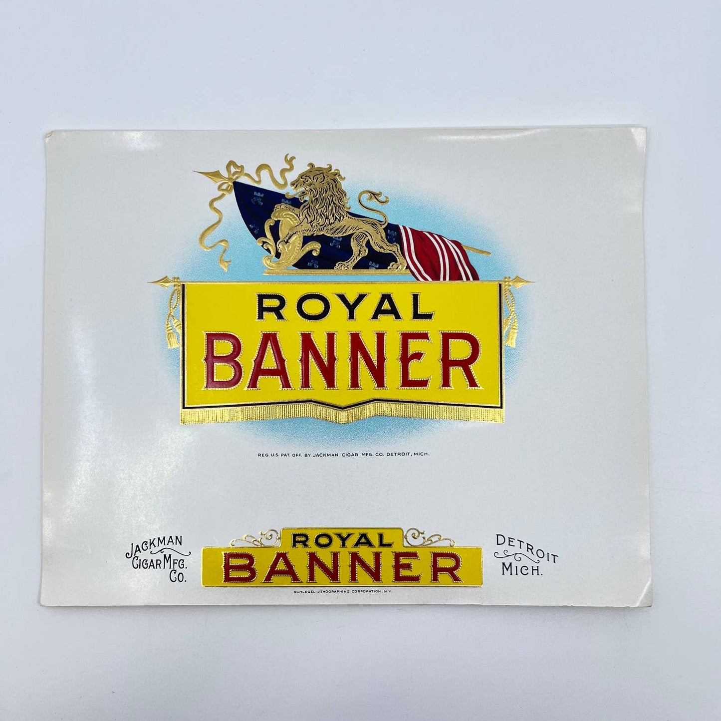 Vintage Royal Banner Jackman Detroit MI - Cigar Box Label Embossed AA8